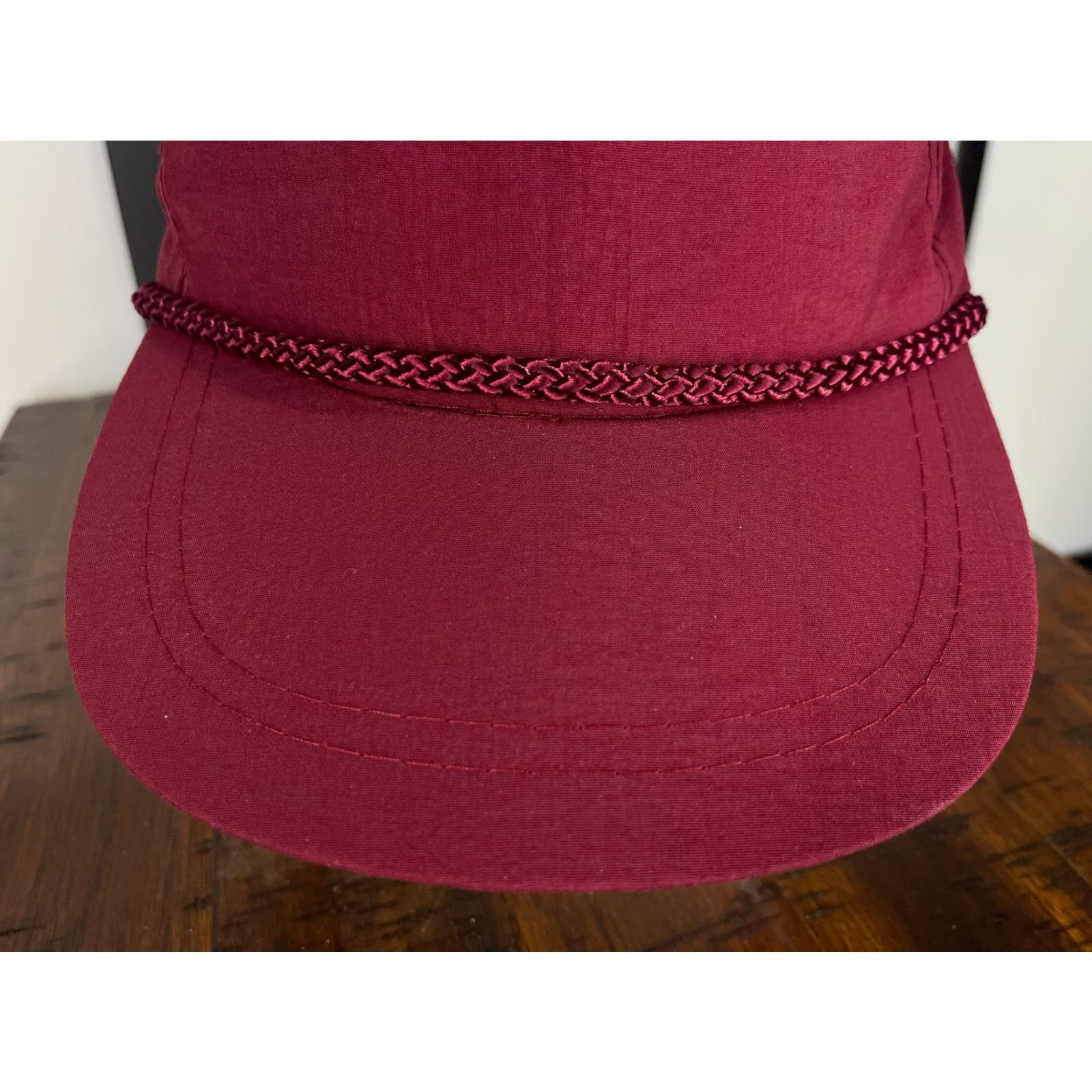 Vintage KC Collections Hat Cap Snap Back One Size Burgundy Rope 90s Look Nylon Adult Mens Cap Size ONE SIZE - 2 Thumbnail