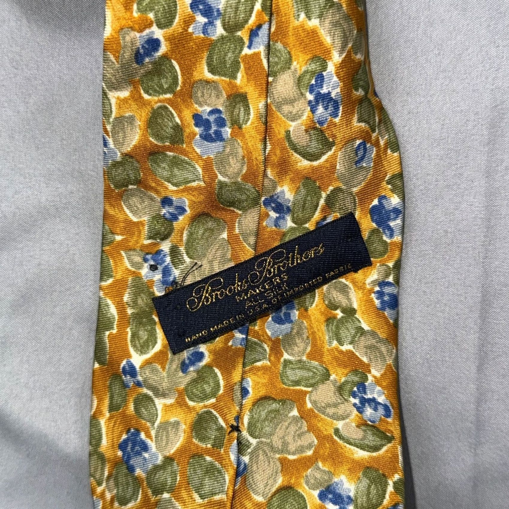 Brooks Brothers Brooks Brothers Makers Silk Floral Tie 3.75" Wide Yellow Blue Multicolor Mens Tie Size ONE SIZE - 3 Thumbnail