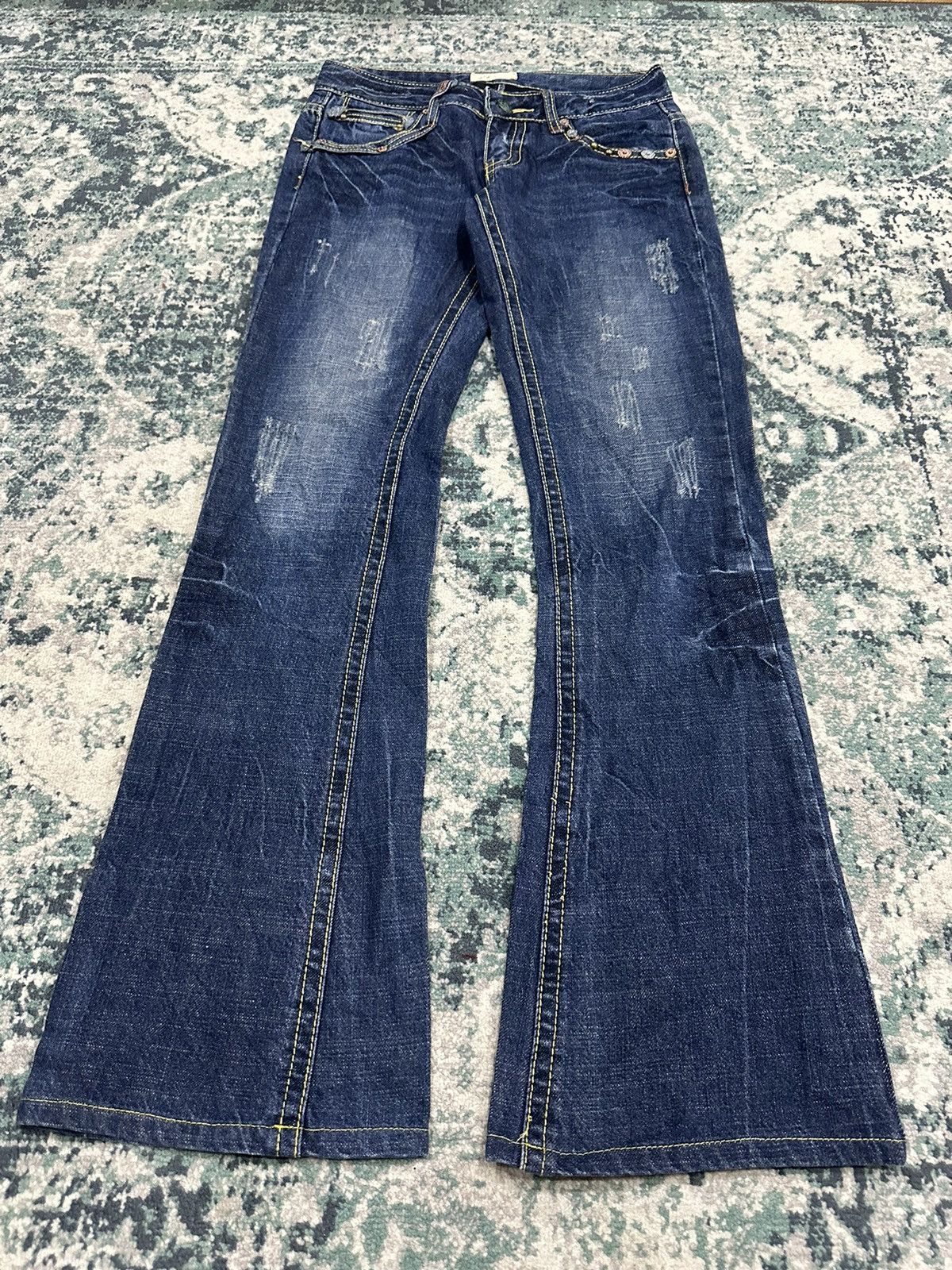 Japanese Brand Japanese Brand Studded Pocket Flare Denim Size US 28 / EU 44 - 4 Thumbnail
