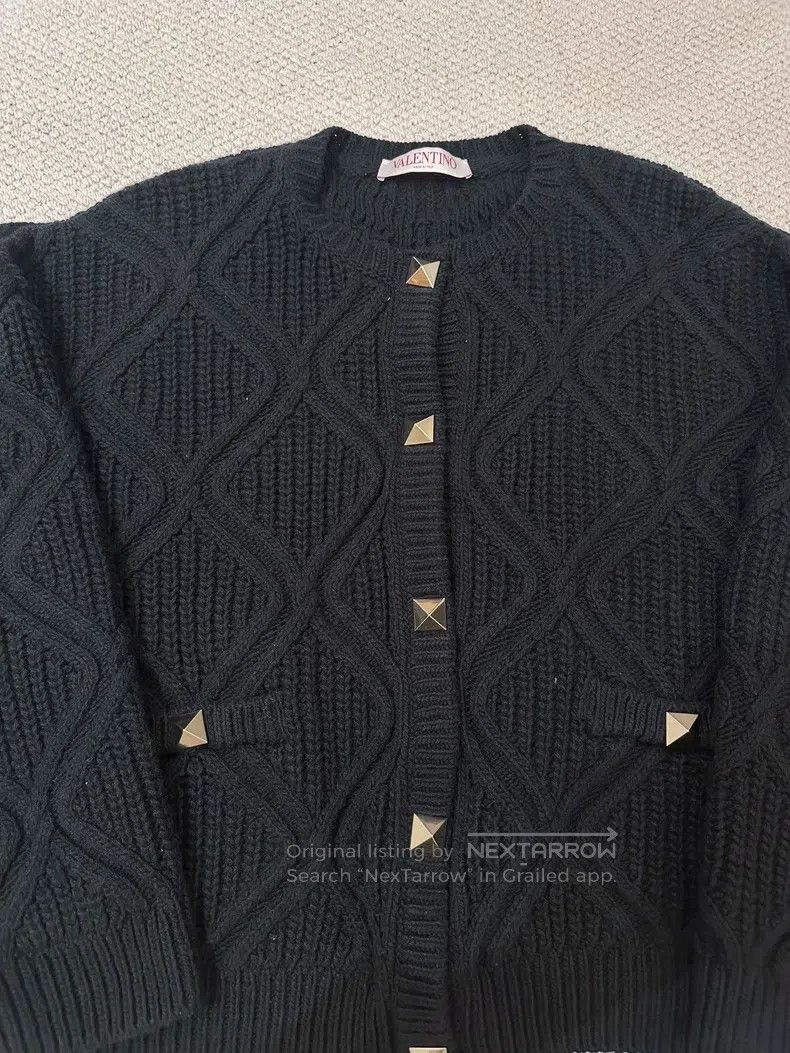 Valentino Valentino Black knitted willow studded cardigan Size M / US 6-8 / IT 42-44 - 2 Thumbnail