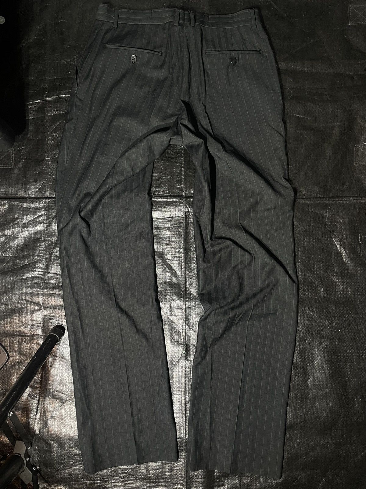 Japanese Brand Charcoal Pinstripe Straight-Leg Trousers Size US 32 / EU 48 - 4 Thumbnail