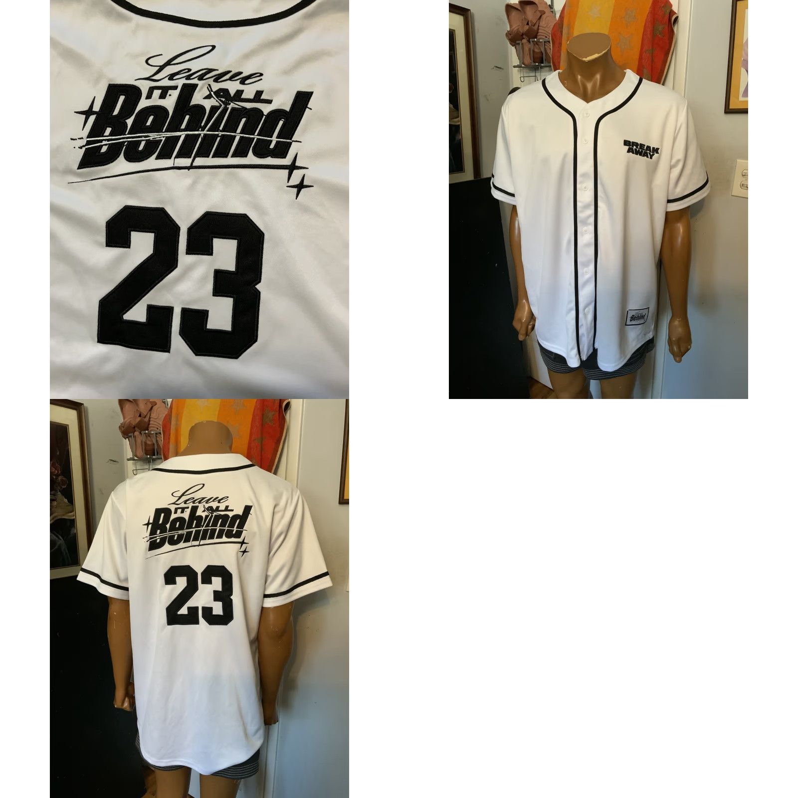Vintage Breakaway Festival EDM Electronic Leave It All Behind 2023 Baseball Jersey White XL Mens Jersey Size US XL / EU 56 / 4 - 8 Thumbnail