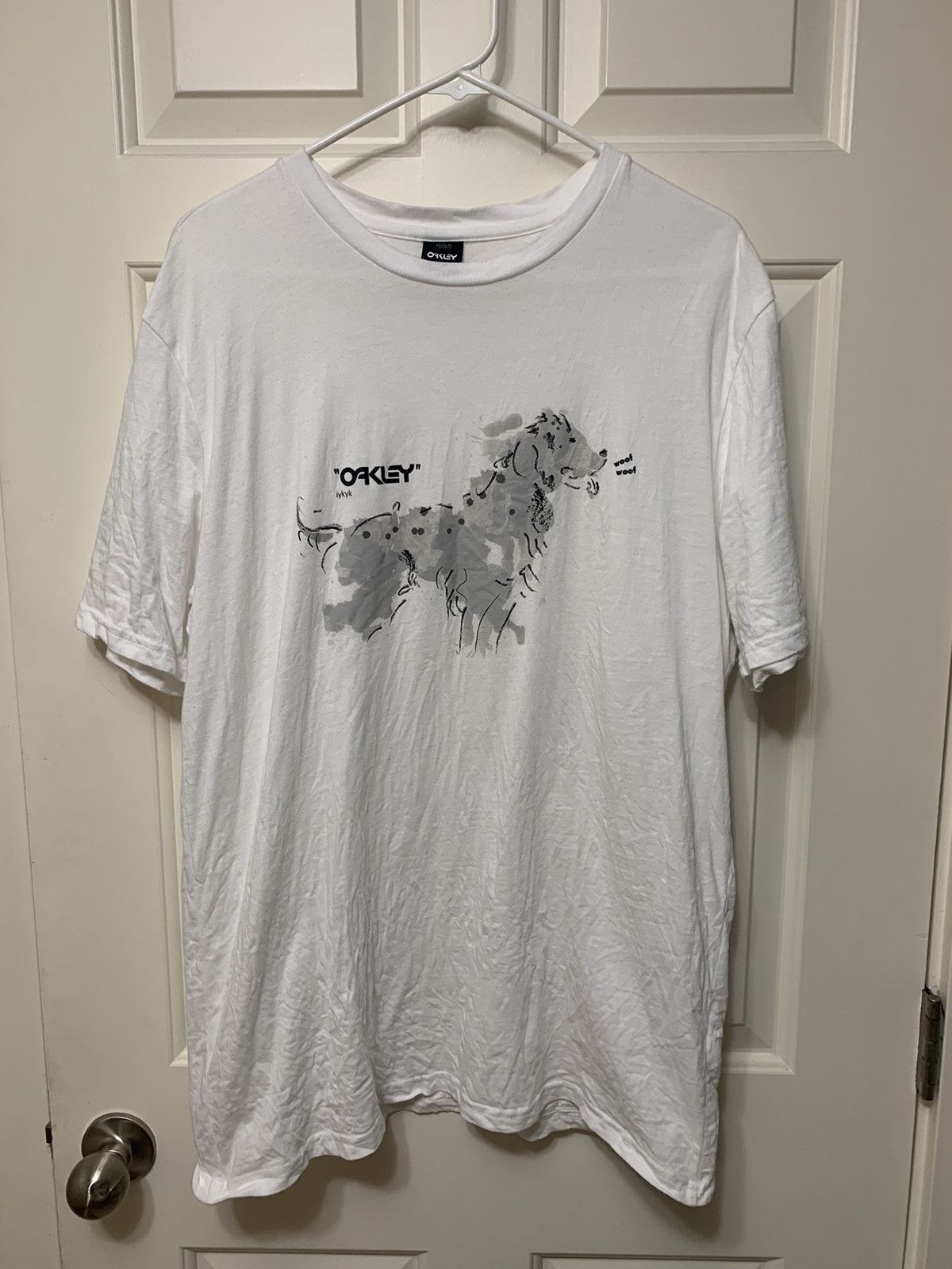 Image of Oakley Graphic Tee Woof Woof in White, Men's (Size XL)