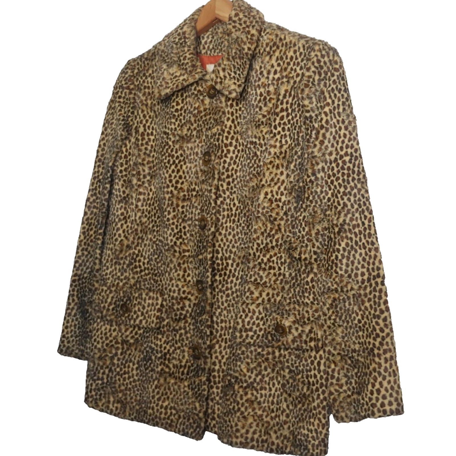 Vintage VINTAGE Hal Leurs Jacket Woman S Leopard Animal Print Brown Faux Fur Lined Button Long Sleeve Mid-Length Size S / US 4 / IT 40 - 2 Thumbnail