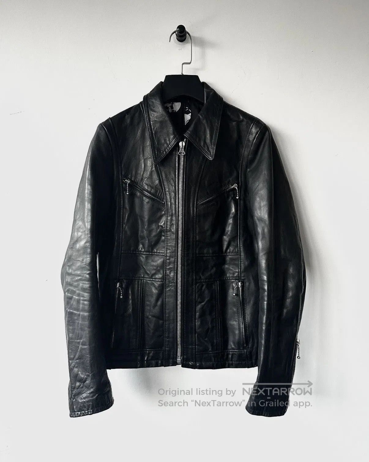 Pledge Black Leather Jacket with Zip Closure . Size US M / EU 48-50 / 2 - 1 Thumbnail