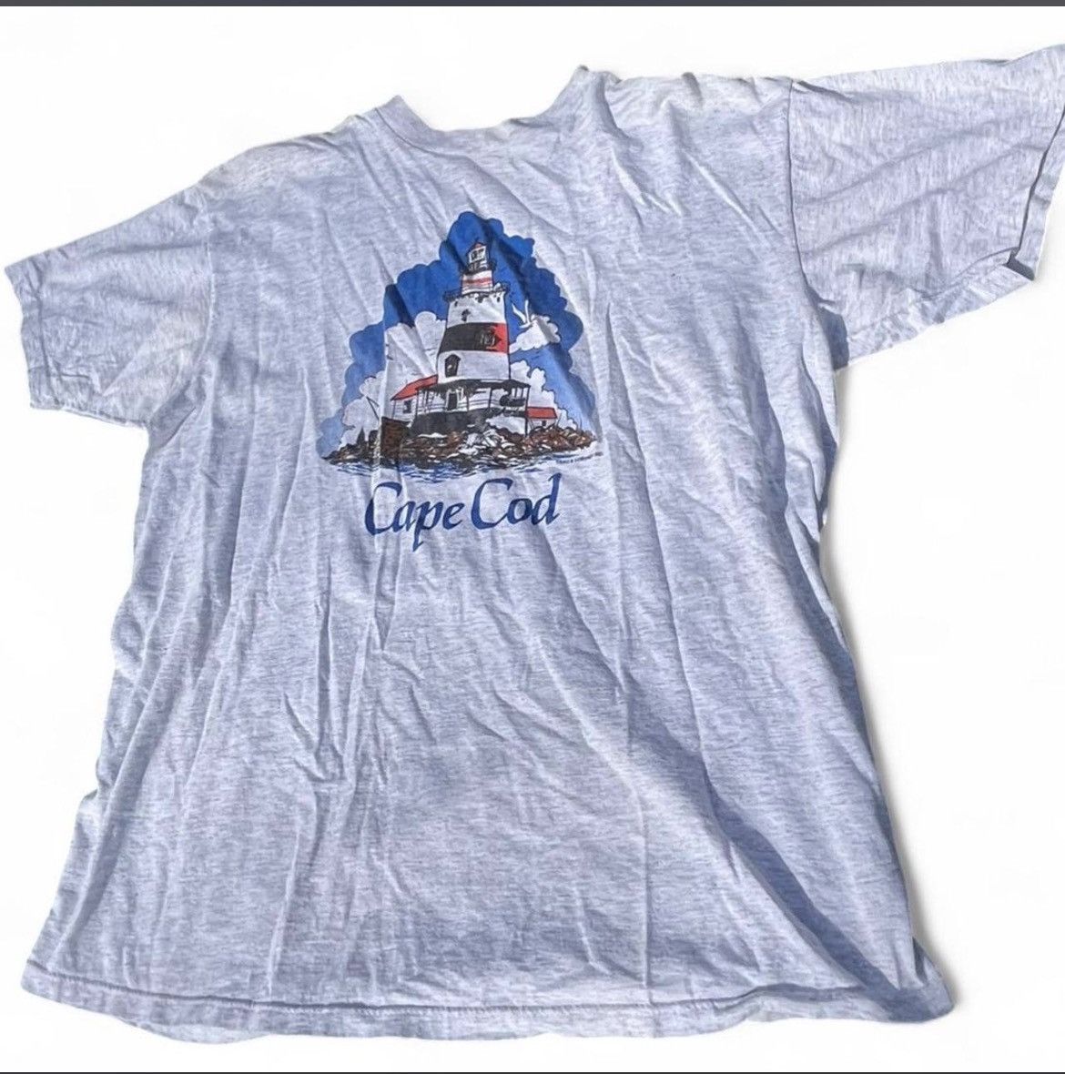 Vintage Vintage 90s Cape Cod Lighthouse Graphic T-Shirt Gray Large Size US XL / EU 56 / 4 - 2 Thumbnail