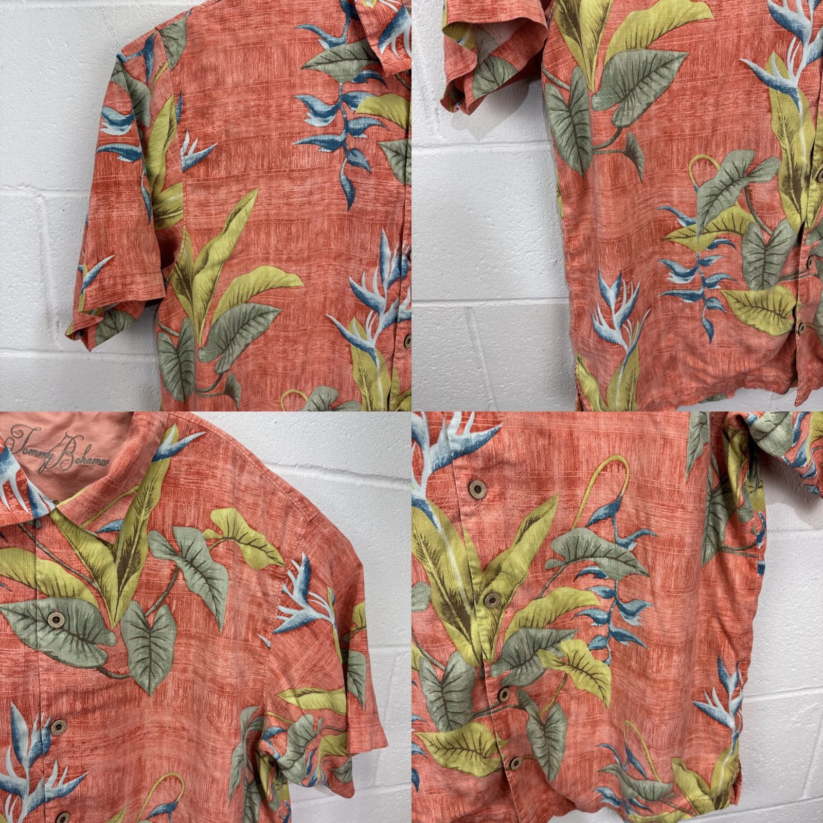 Tommy Bahama Tommy Bahama Hawaiian Silk Shirt Men’s XL Orange Floral Print Short Sleeve Size US XL / EU 56 / 4 - 8 Thumbnail