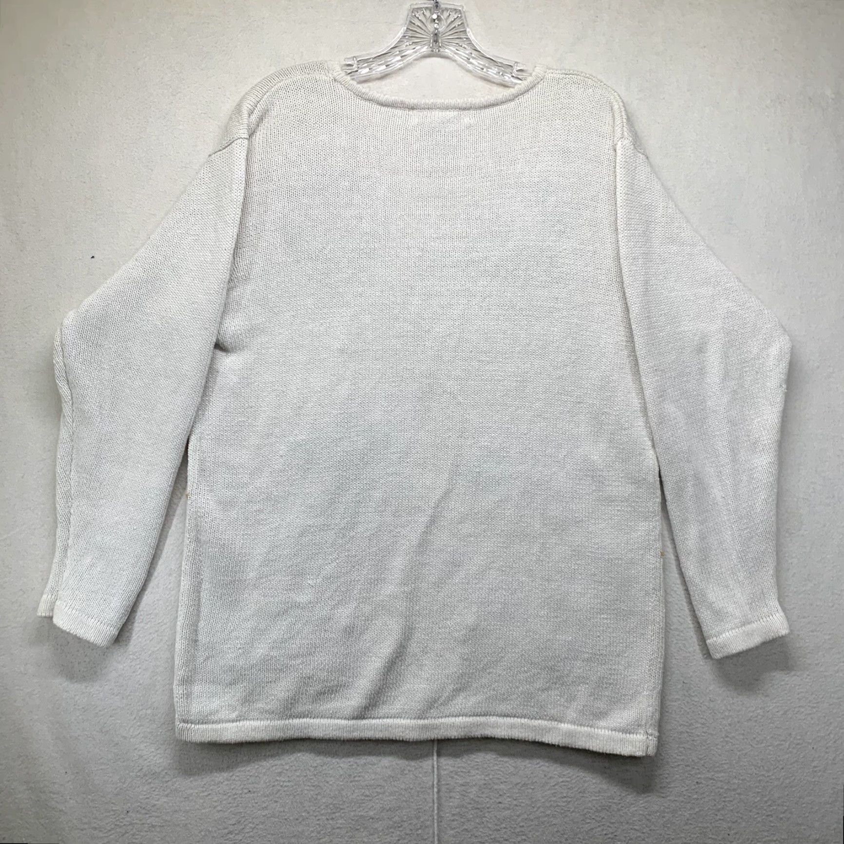 Vintage VINTAGE Victoria Jones Christmas Sweater Medium White Embroidered Geometric Pullover Holiday Retro Womens Size M / US 6-8 / IT 42-44 - 2 Thumbnail
