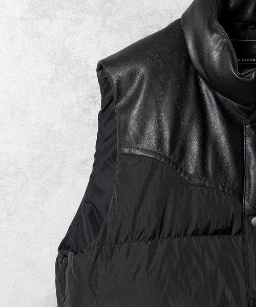 Number (N)ine Number nine COMBINATION DOWN VEST Nylon Leather Size US L / EU 52-54 / 3 - 3 Thumbnail