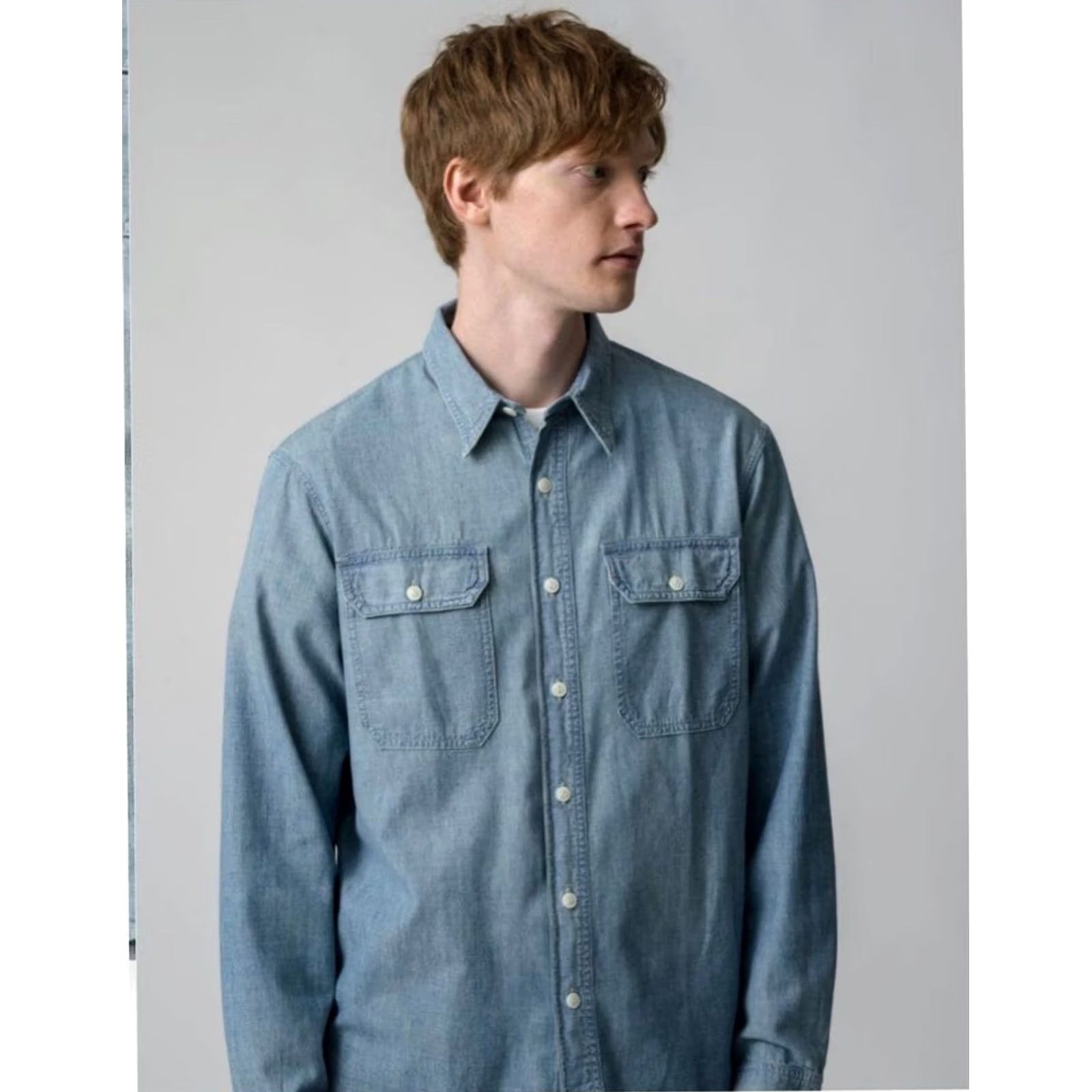 Ralph Lauren RRL RALPH LAUREN WORK SHIRT DENIM LONG SLEEVE LIGHT BLUE SIZE XL MEN USED Size US XL / EU 56 / 4 - 3 Thumbnail
