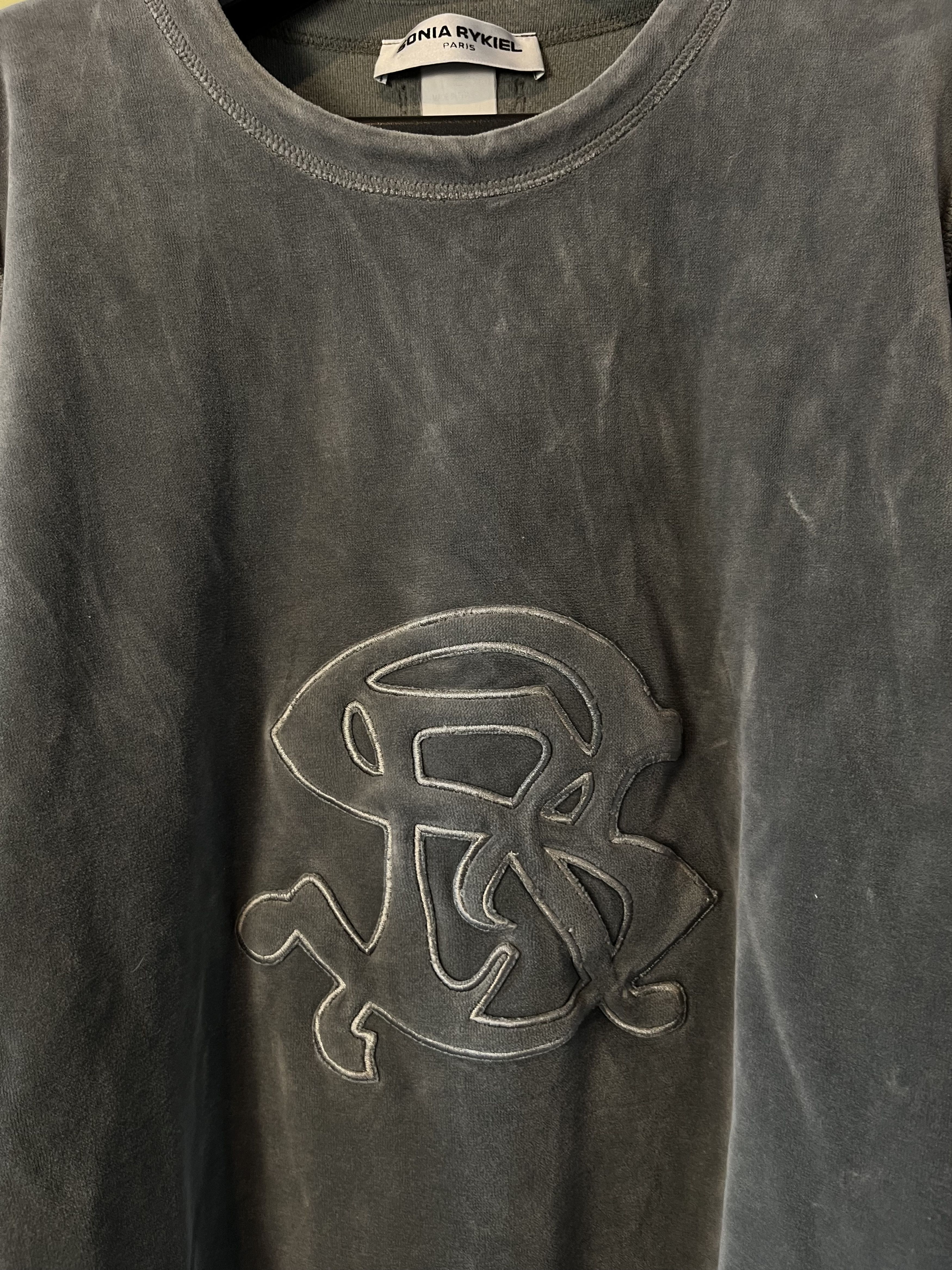 Sonia Rykiel Vintage 00s Sonia Rykiel Paris Velvet Sweatshirt France Size L / US 10 / IT 46 - 3 Thumbnail