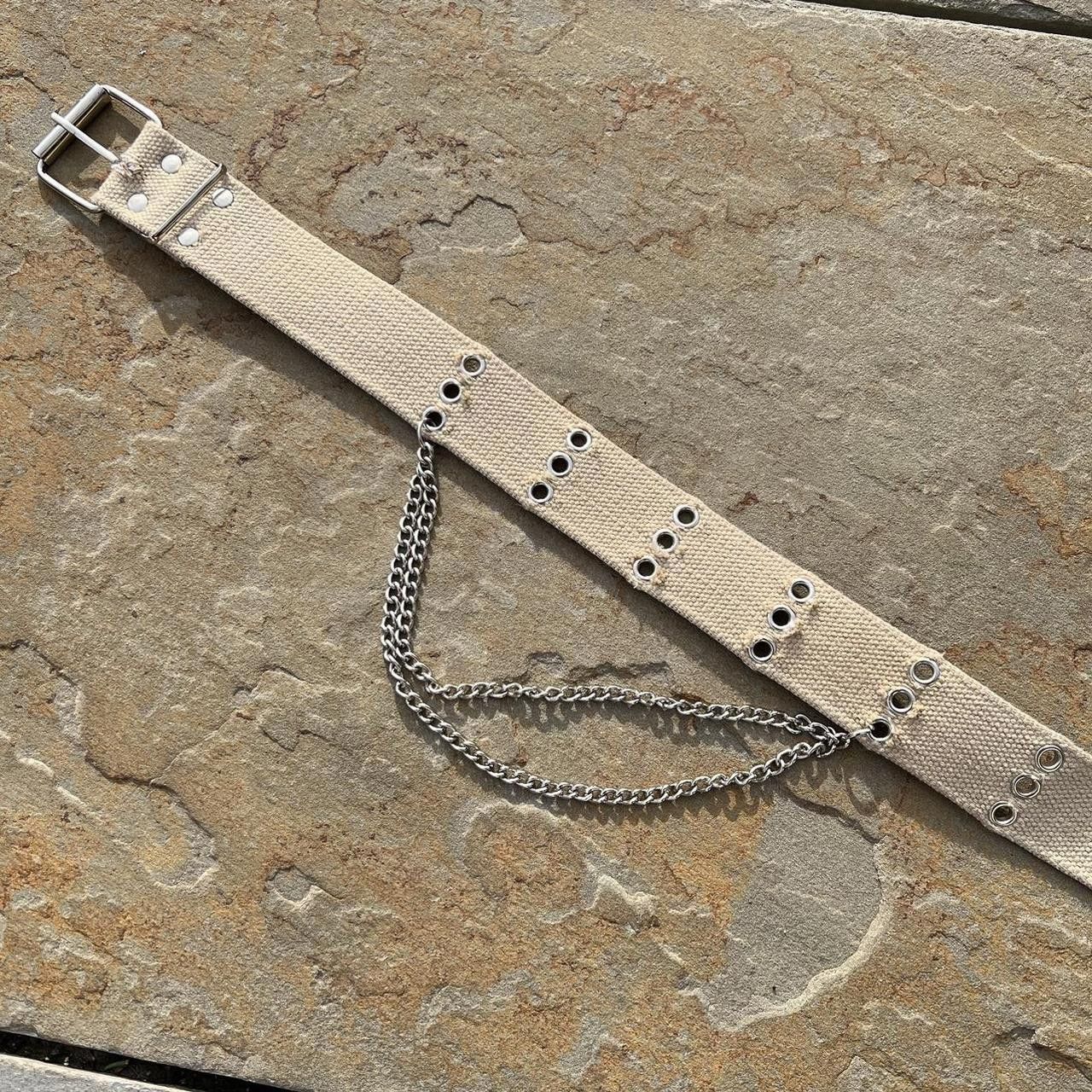 Other Y2K Woven Canvas Grunge Belt w/ Metal Chain Size ONE SIZE - 3 Thumbnail
