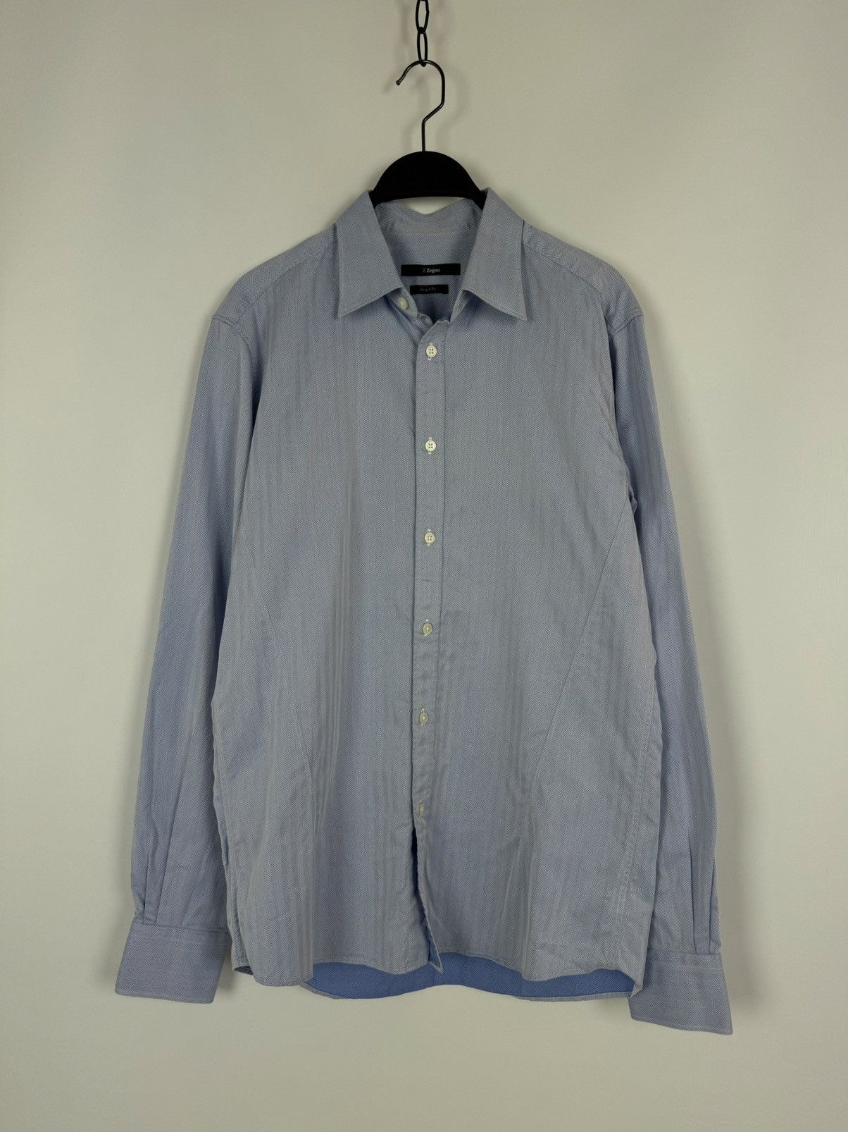 Z Zegna Z Zegna Blue Drop 8 Fit Shirt Size US M / EU 48-50 / 2 - 1 Thumbnail