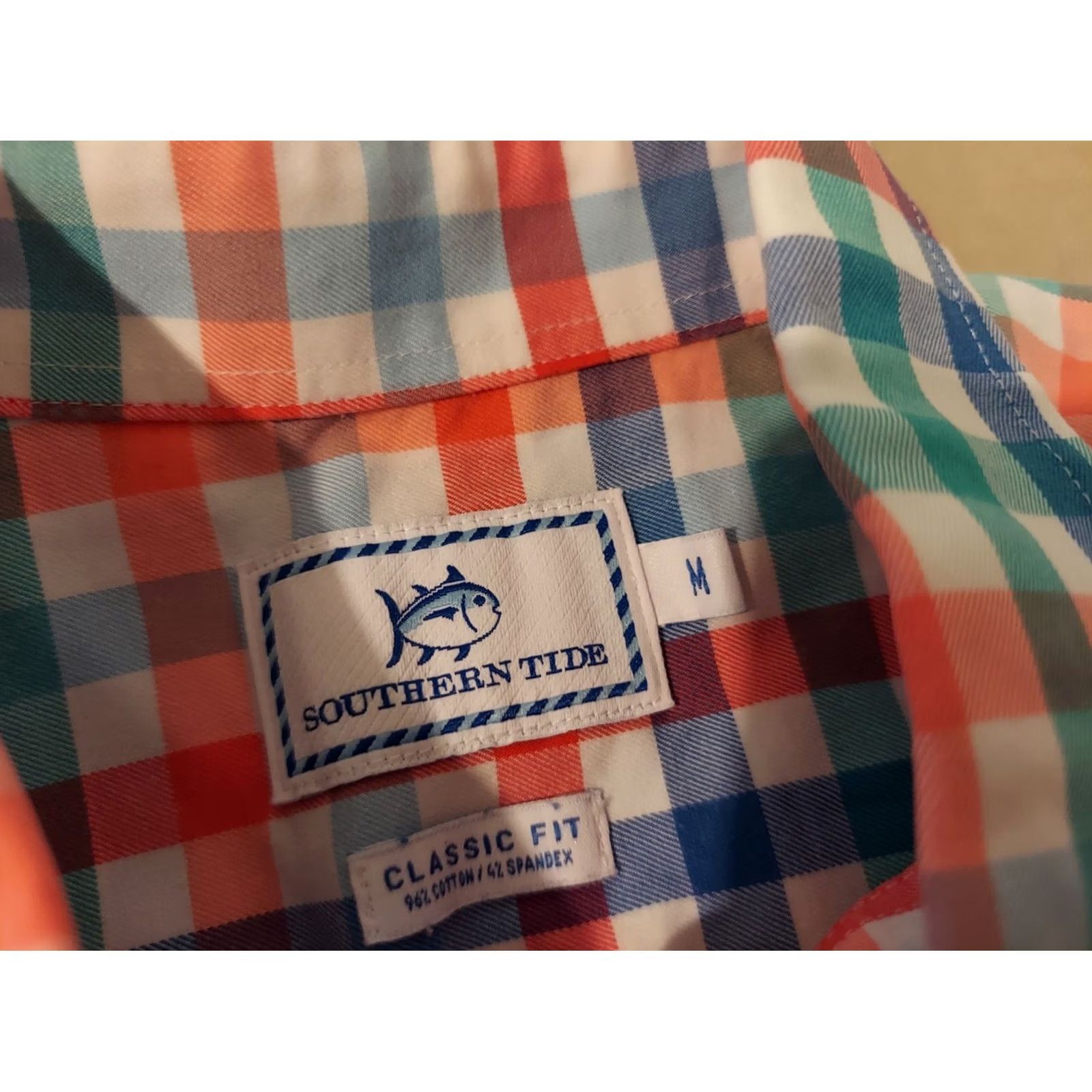 Southern Tide Mens Southern Tide Shirt Medium Red Blue Green Plaid Button Size 40R - 3 Thumbnail