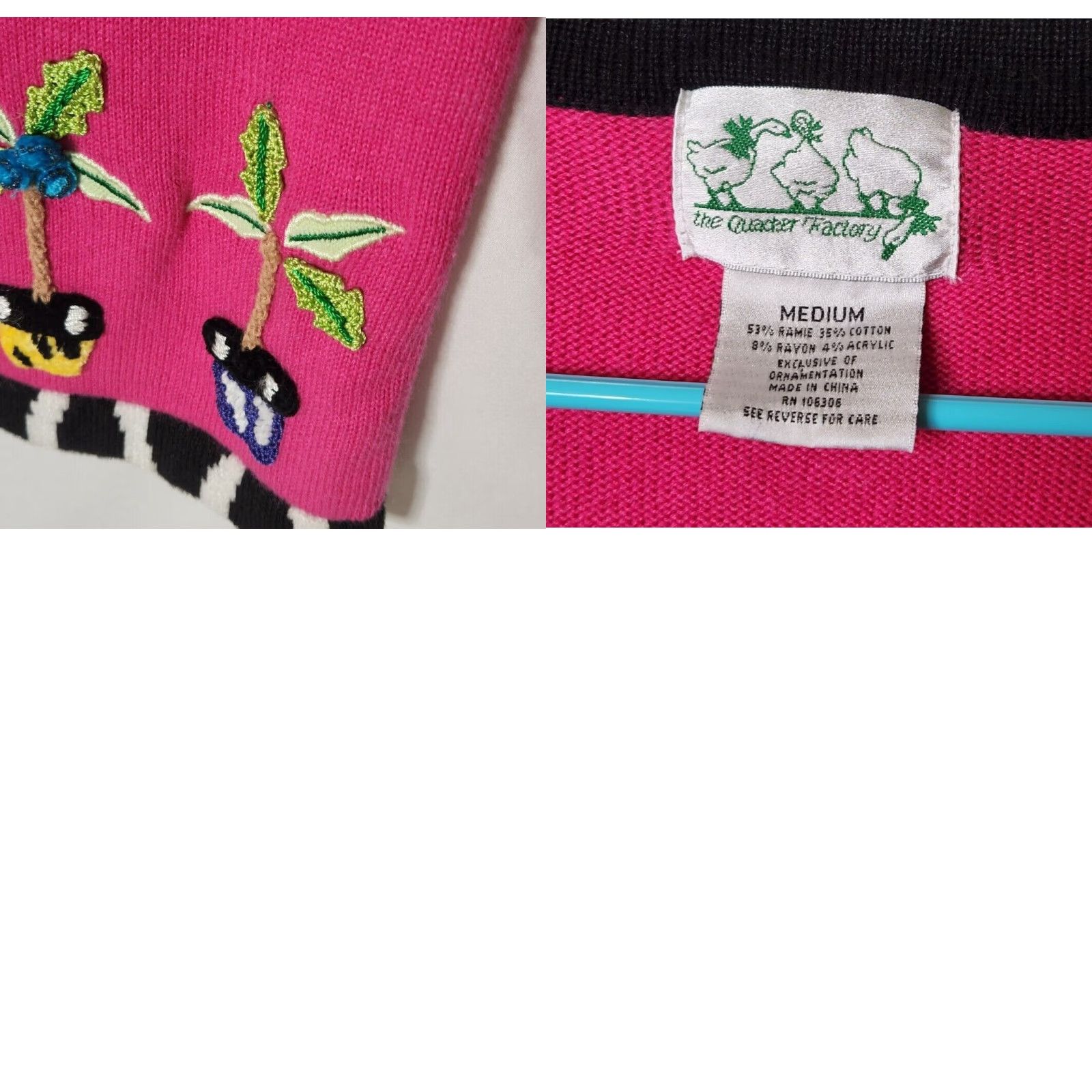 Quacker Factory Quacker Factory Sweater Womens Full Zip Embroidered Palm Trees Pink M Size M / US 6-8 / IT 42-44 - 8 Thumbnail