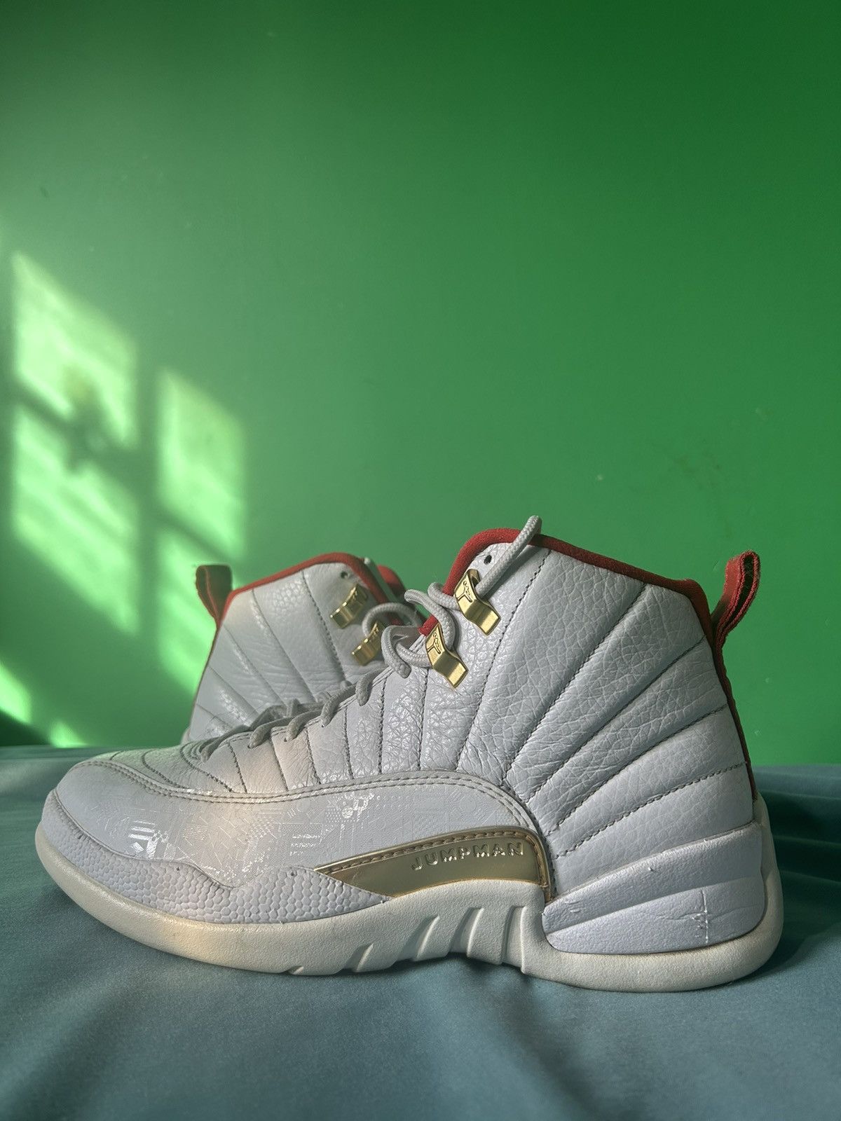 image of Nike Air Jordan 12 Fiba 2019 Shoes in White, Men's (Size 8)
