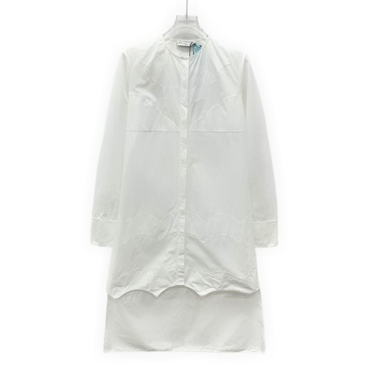 Dior Dior, White Lace Detail Cotton Long Sleeve Shirt Dress K26WX Size S / US 4 / IT 40 - 1 Thumbnail