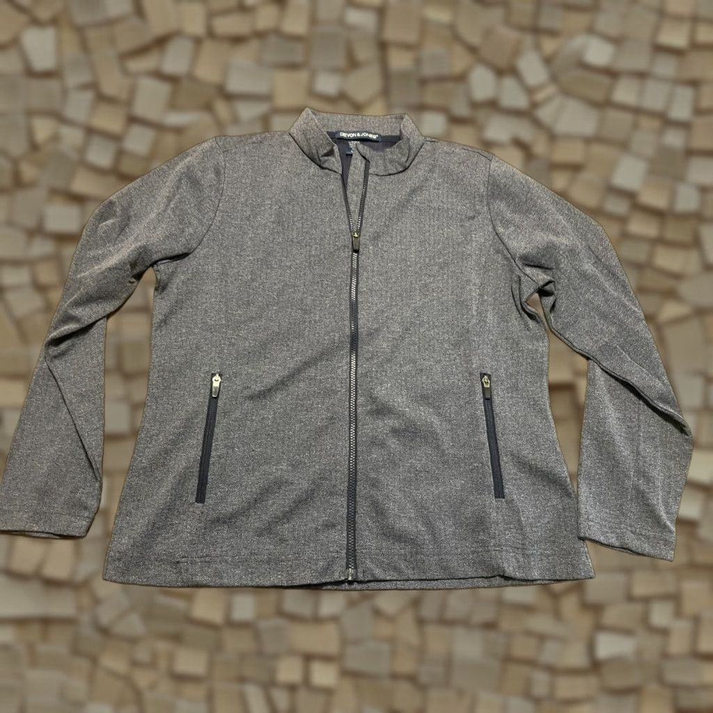 Vintage Devon & Jones Shirt XL Blue Long Sleeve Full Zip Pockets Men's Sweatshirt Regular Casual Size US XL / EU 56 / 4 - 1 Thumbnail