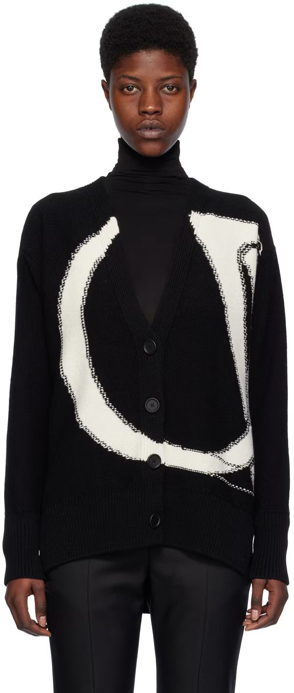Off-White o1s22i1n0824 Maxi OW Logo Cardigan in Black/White Size M / US 6-8 / IT 42-44 - 2 Thumbnail