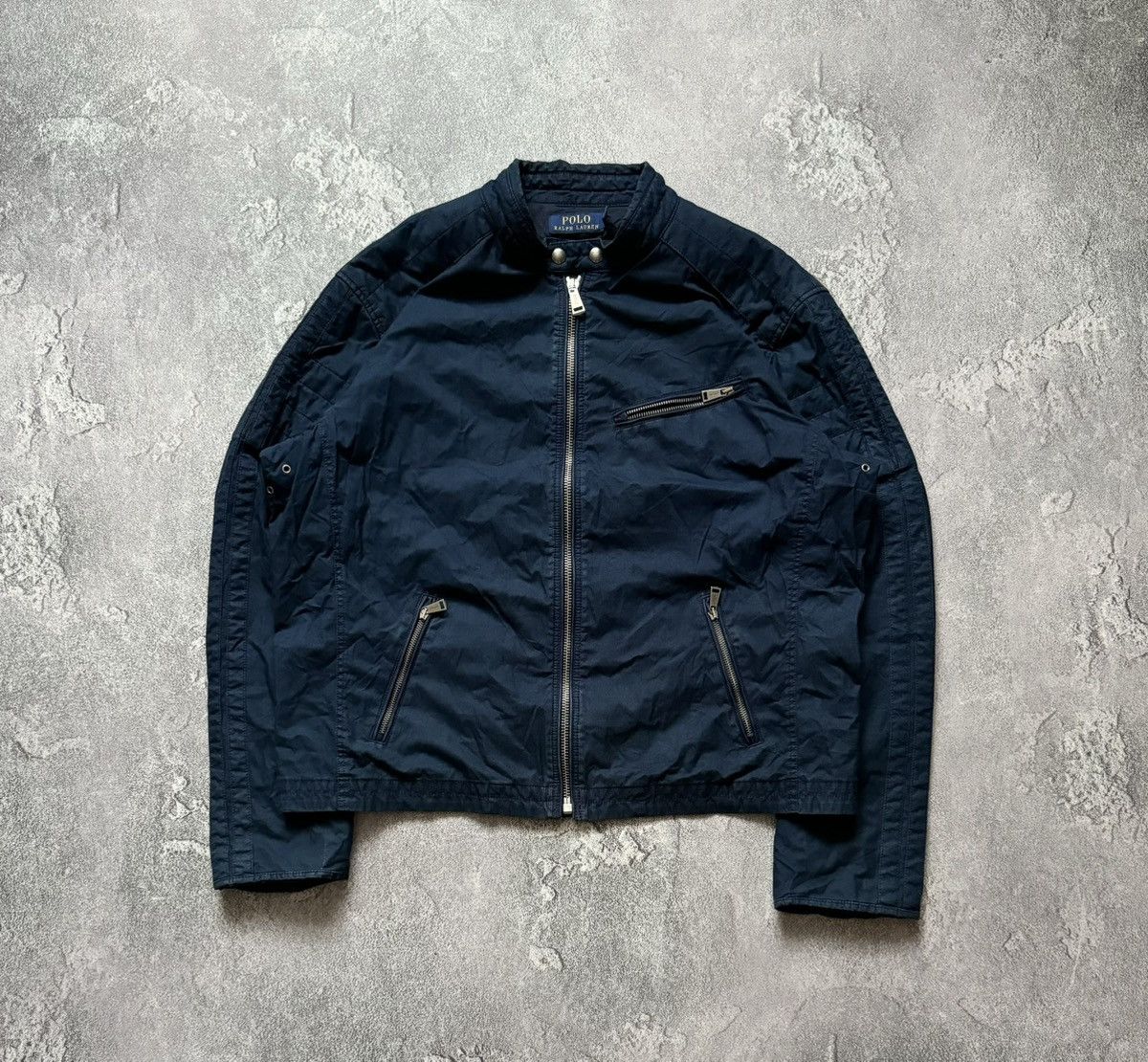 Polo Ralph Lauren × Vintage Polo Ralph Lauren XXL zip bomber style denim bike jacket 00s Size US XXL / EU 58 / 5 - 11 Thumbnail