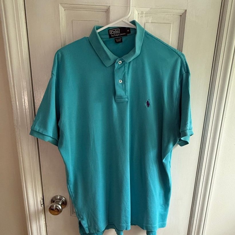 Polo Ralph Lauren Polo Ralph Lauren Polo Aqua Shirt Men's Navy Pony Medium Size US M / EU 48-50 / 2 - 1 Thumbnail