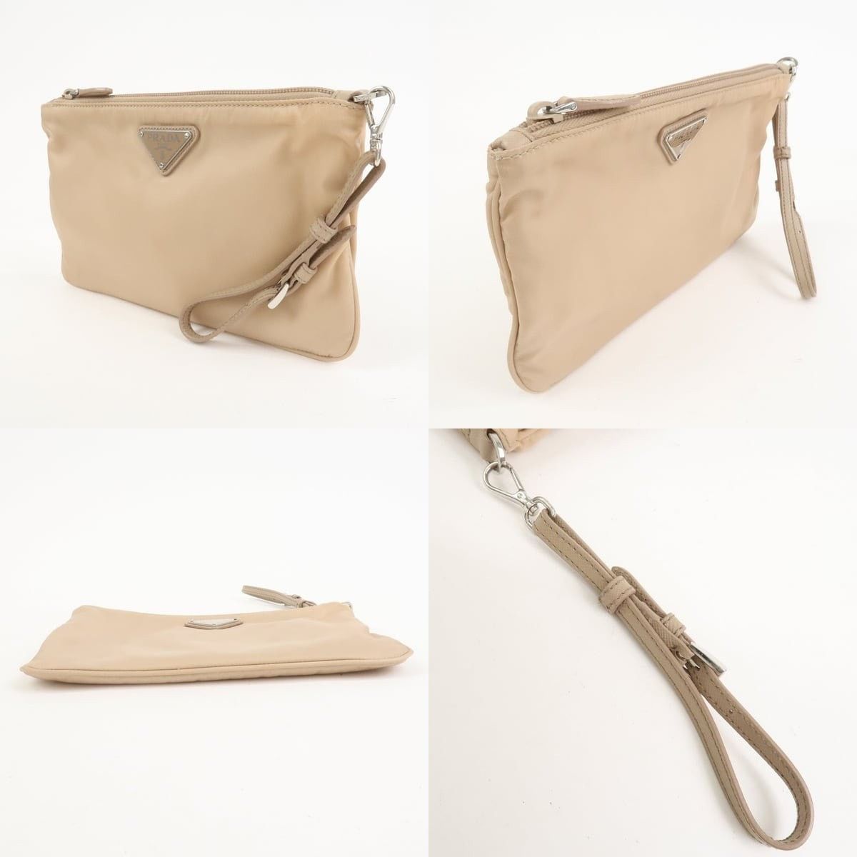 Prada Prada Tessuto Triangle Logo Wristlet Beige Size ONE SIZE - 3 Thumbnail