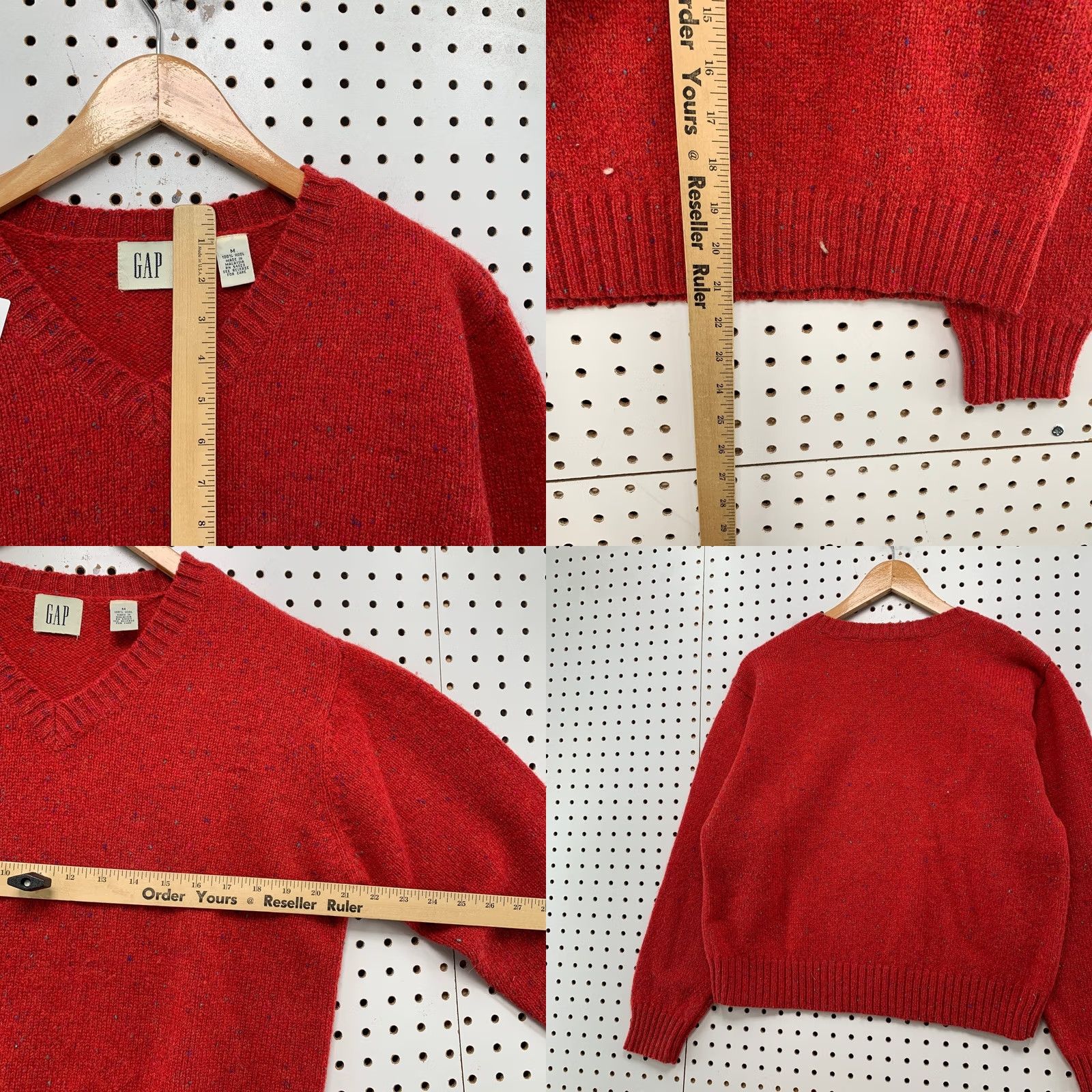 Gap GAP Wool Sweater Womens Medium Red V Neck Knit Long Sleeve Preppy Size M / US 6-8 / IT 42-44 - 8 Thumbnail