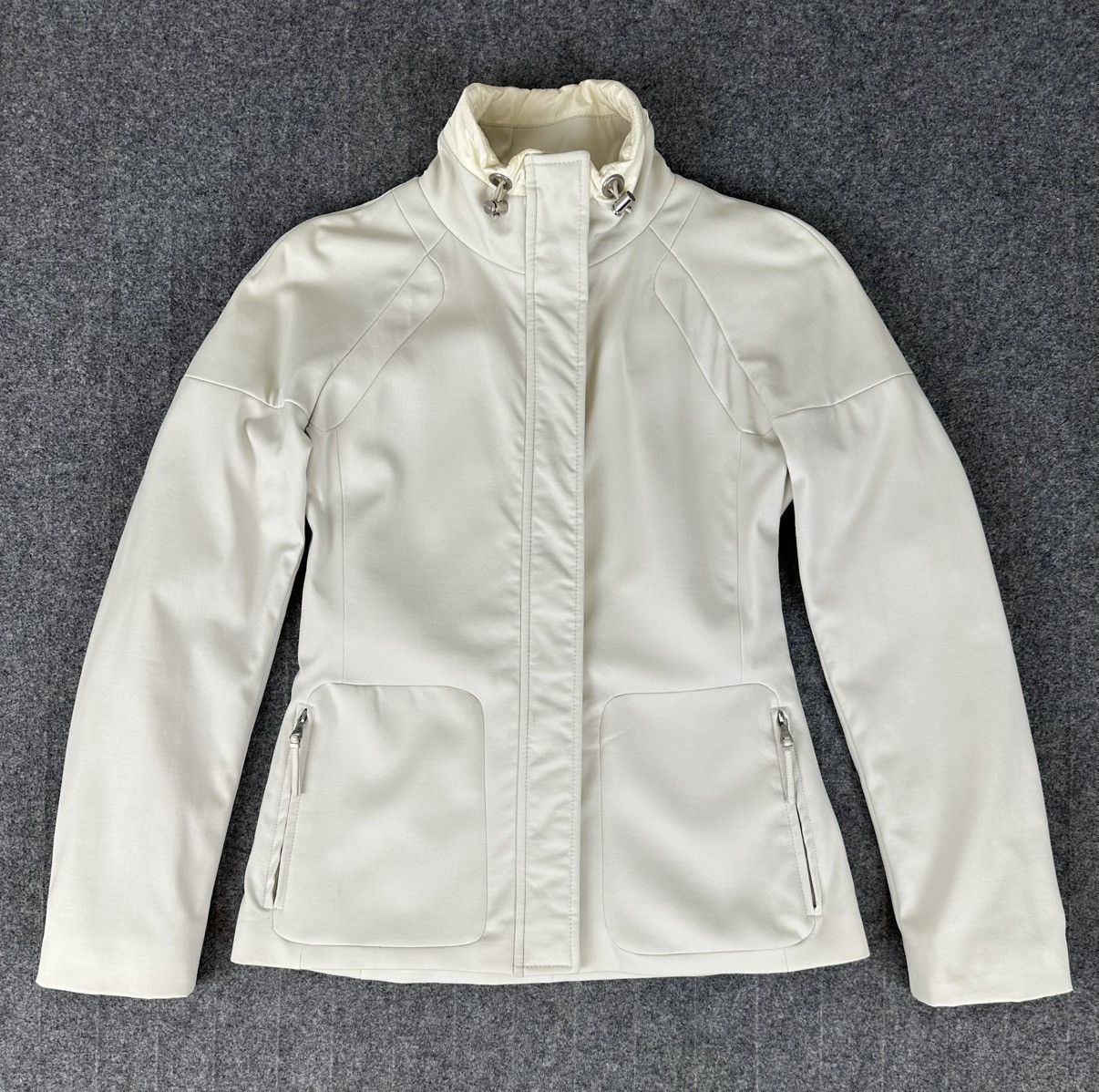 Prada Prada - S/S1999 Zip-Up Soft Shell Rider Jacket - Ivory White Size M / US 6-8 / IT 42-44 - 1 Thumbnail
