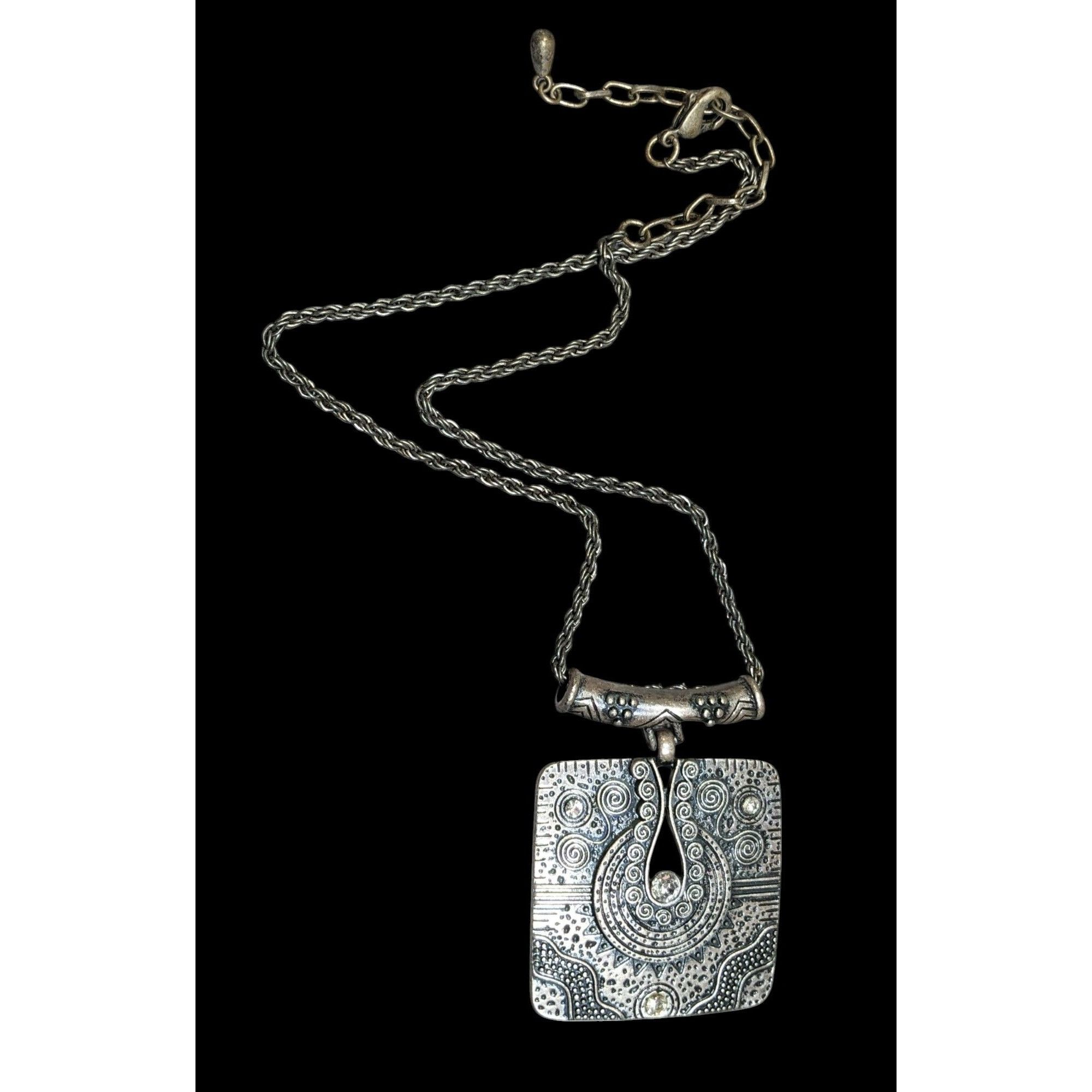 Other Southwestern Style Geometric Silver Tone Engraved Pendant Ne Size ONE SIZE - 1 Thumbnail