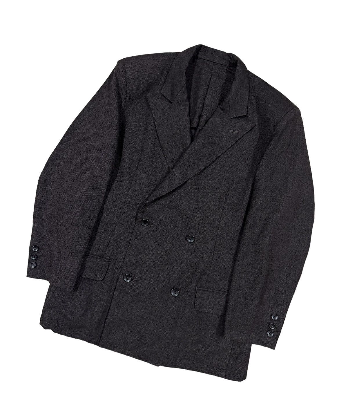 Yohji Yamamoto Vtg🔥Ys Yohji Yamamoto Salt&Pepper Wool Double Breasted Coat Size 40L - 8 Thumbnail