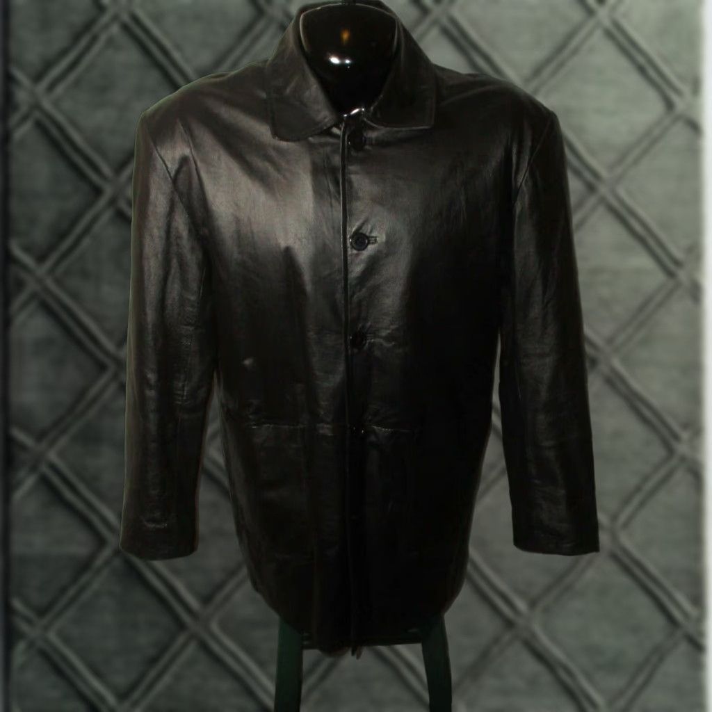 VINTAGE Caribou Creek Black 100% Leather Insulated Jacket Men's M NWOT