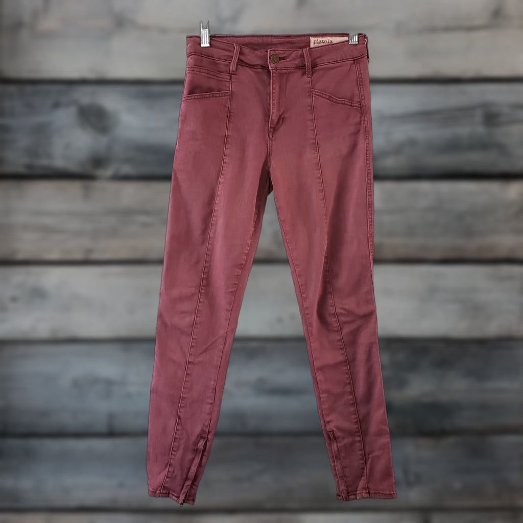 Pistola PISTOLA Womens Skinny Jeans Sz 25 Pink Mid Rise Ankle Zips Jeans Size 42" / US 20 - 1 Thumbnail