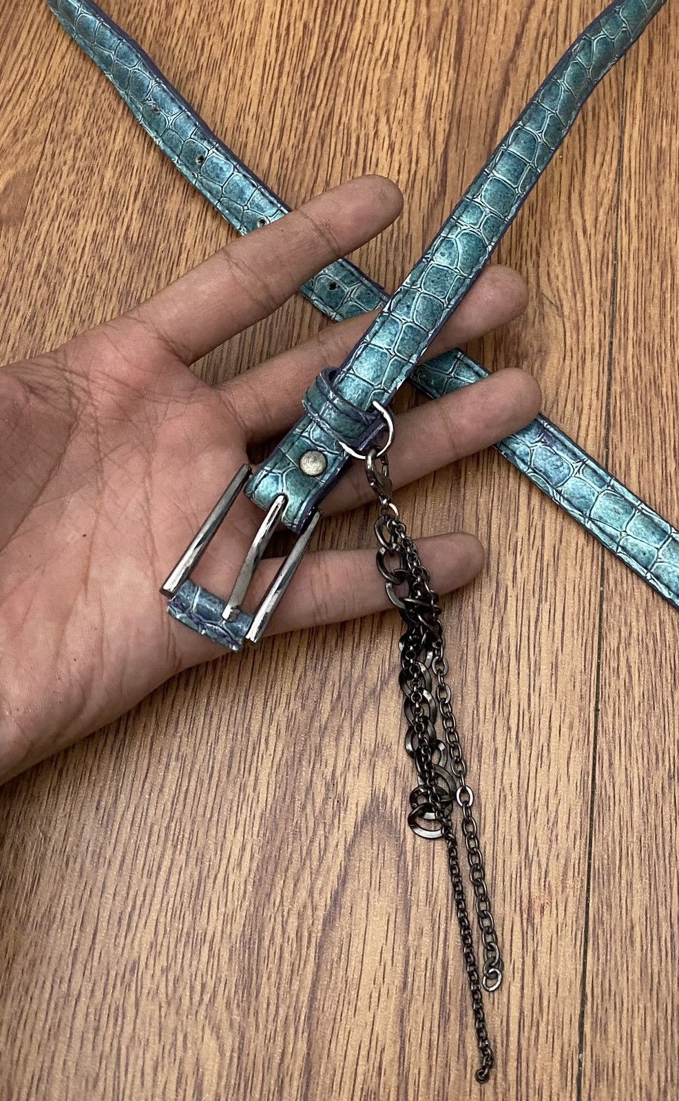 If Six Was Nine × Japanese Brand × Le Grande Bleu (L.G.B.) Snakeskin pattern blue belt Size ONE SIZE - 2 Thumbnail