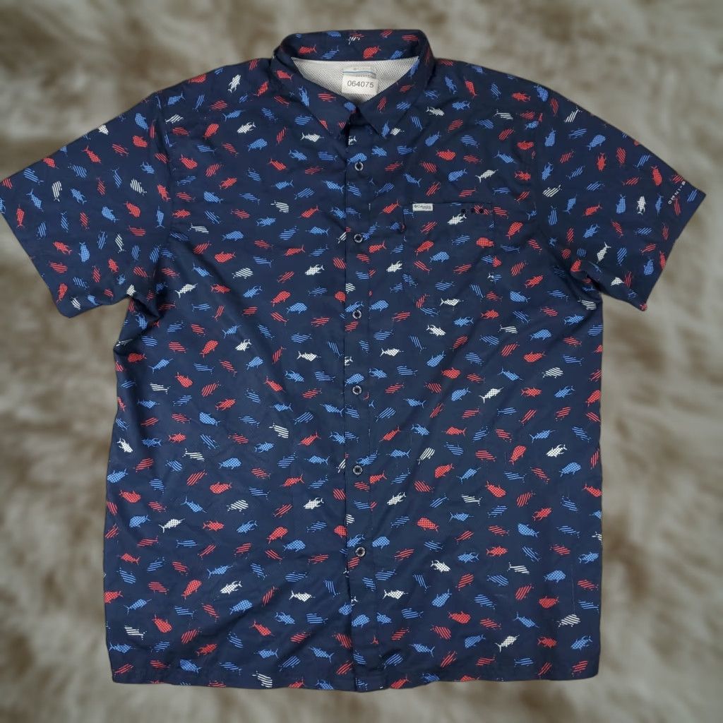 Vintage Columbia Shirt Mens Size X Blue PFG Vented Fishing Button Up Short Sleeve Size US XXL / EU 58 / 5 - 1 Thumbnail