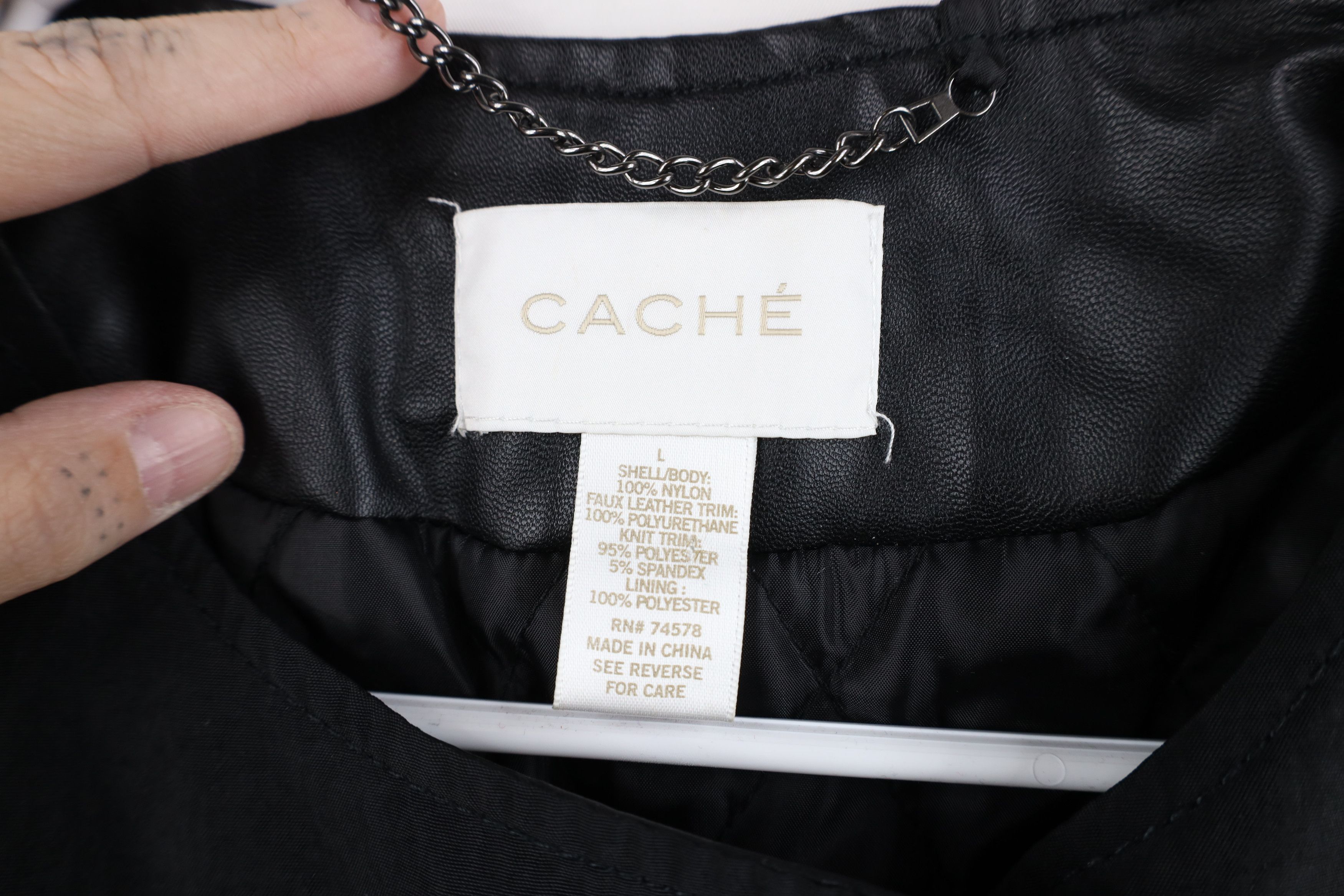 Vintage Vintage Cache Asymmetrical Zip Cropped Motorcycle Jacket Size L / US 10 / IT 46 - 10 Thumbnail