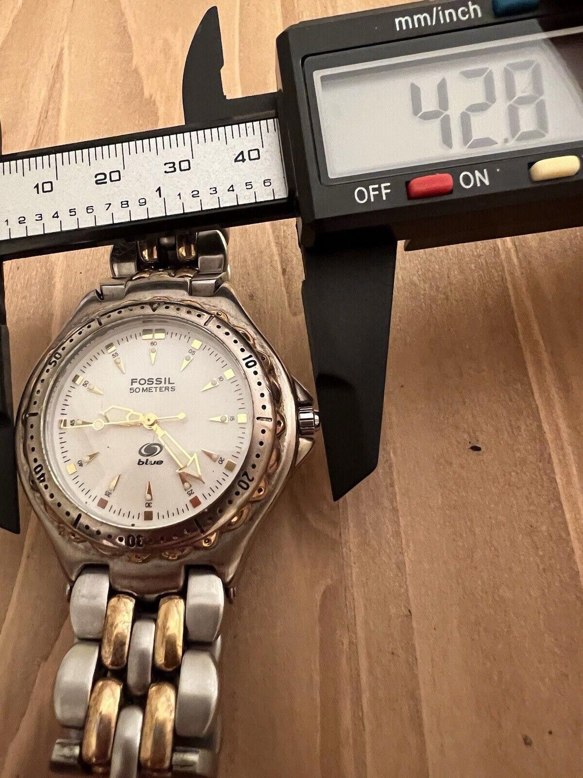 Fossil Vintage Fossil Blue Diver Watch w/ Band AM 3102 New Battery Size ONE SIZE - 2 Thumbnail