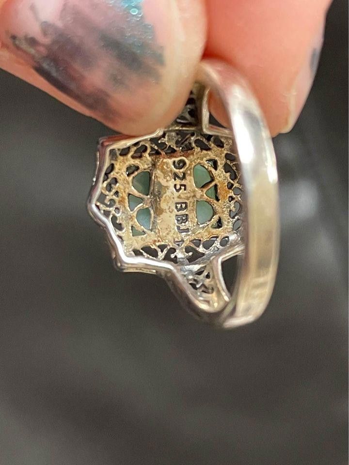 Designer Vintage Sterling Silver 925 Larimar Ring Size ONE SIZE - 5 Thumbnail