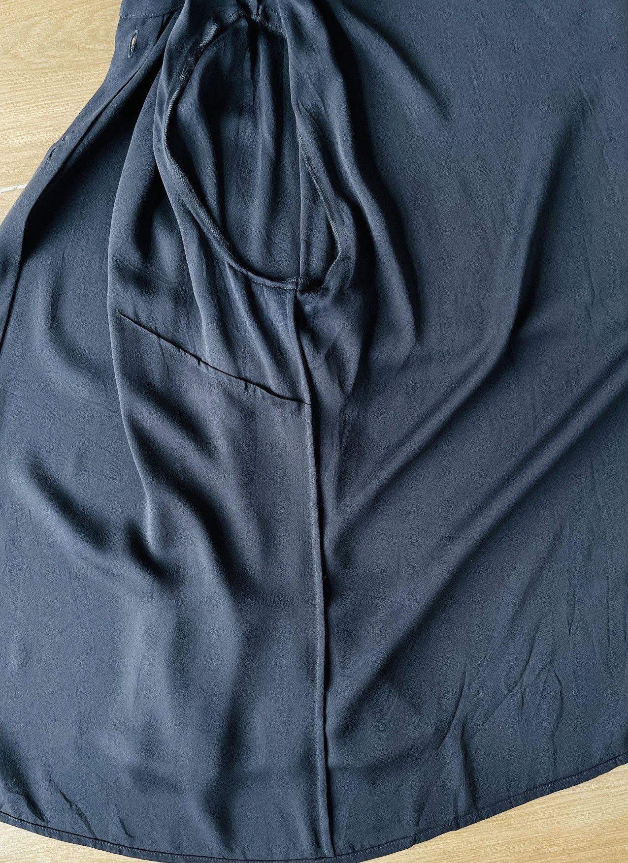 Celine Vintage Celine 100% Silk Ruffle Sleeve Blouse Shirt Black Size M / US 6-8 / IT 42-44 - 7 Thumbnail