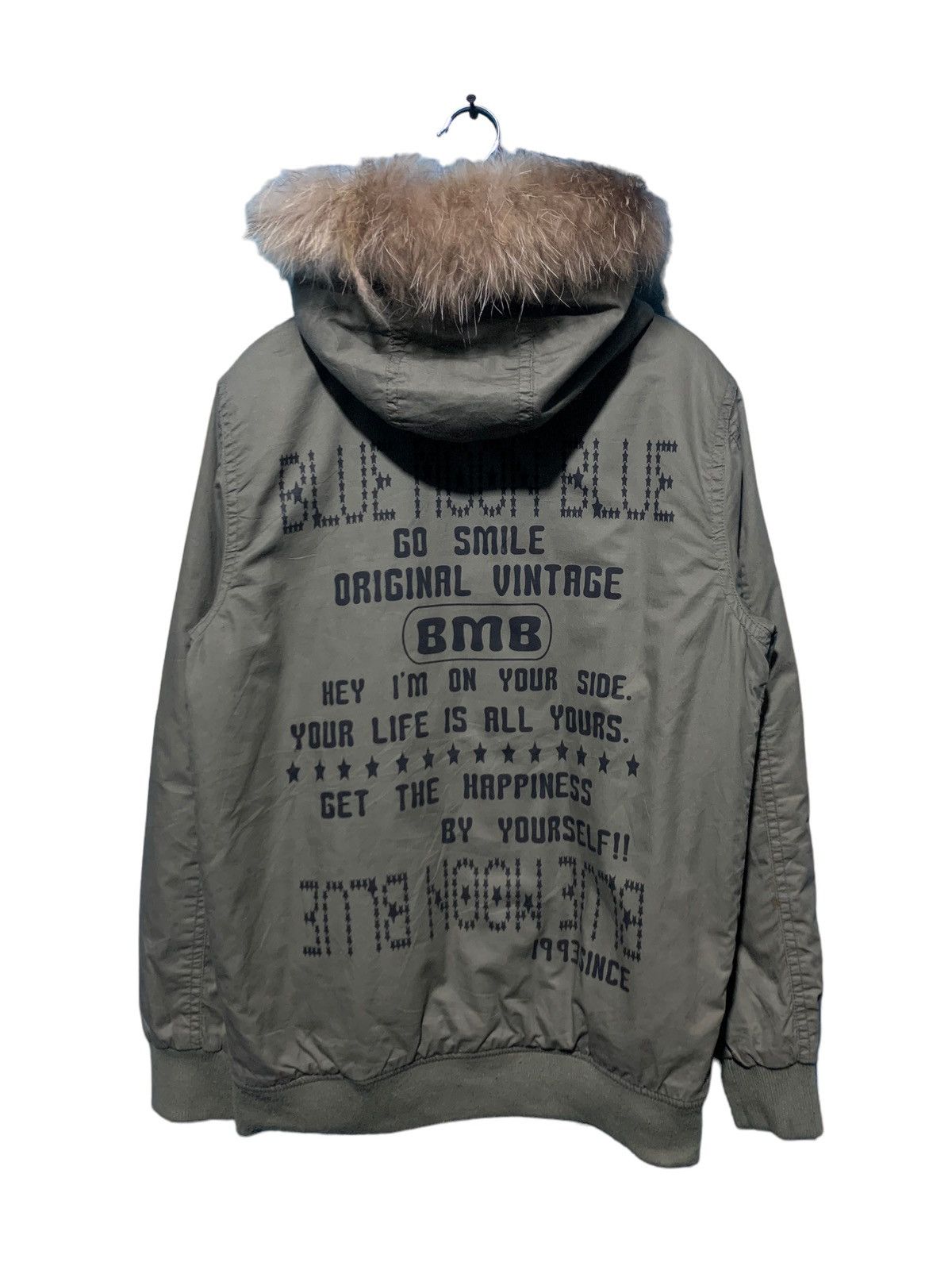 If Six Was Nine × Japanese Brand × Le Grande Bleu (L.G.B.) 1990s Blue moon blue poem fur hoodie military jacket Size US M / EU 48-50 / 2 - 8 Thumbnail