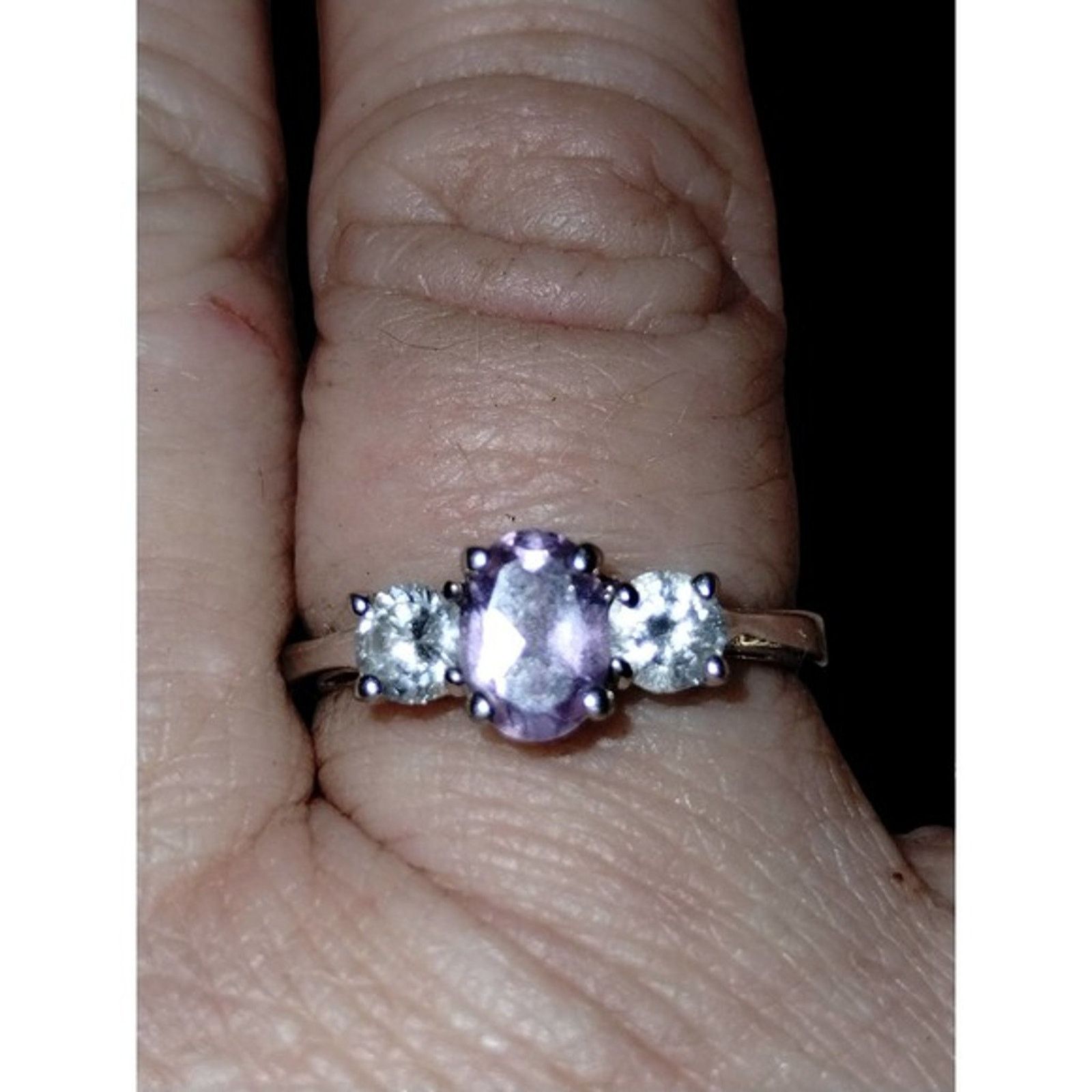 Sterling Silver Enchanting 925 Sterling amethyst and CZ ring size 7 Size ONE SIZE - 1 Preview