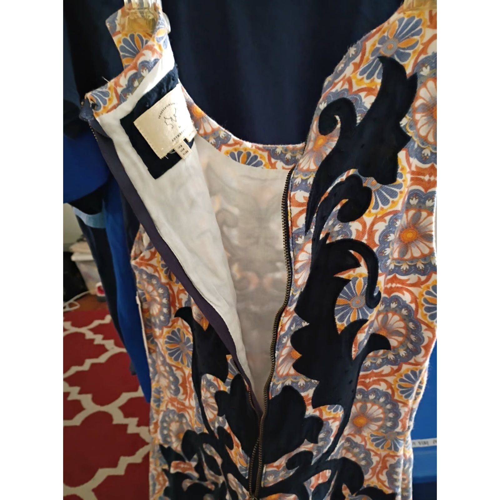 Anthropologie ANTHROPOLOGIE Vanessa Virginia Embroidered Tribal Floral Shift Dress Green Size 4 Size S / US 4 / IT 40 - 6 Thumbnail