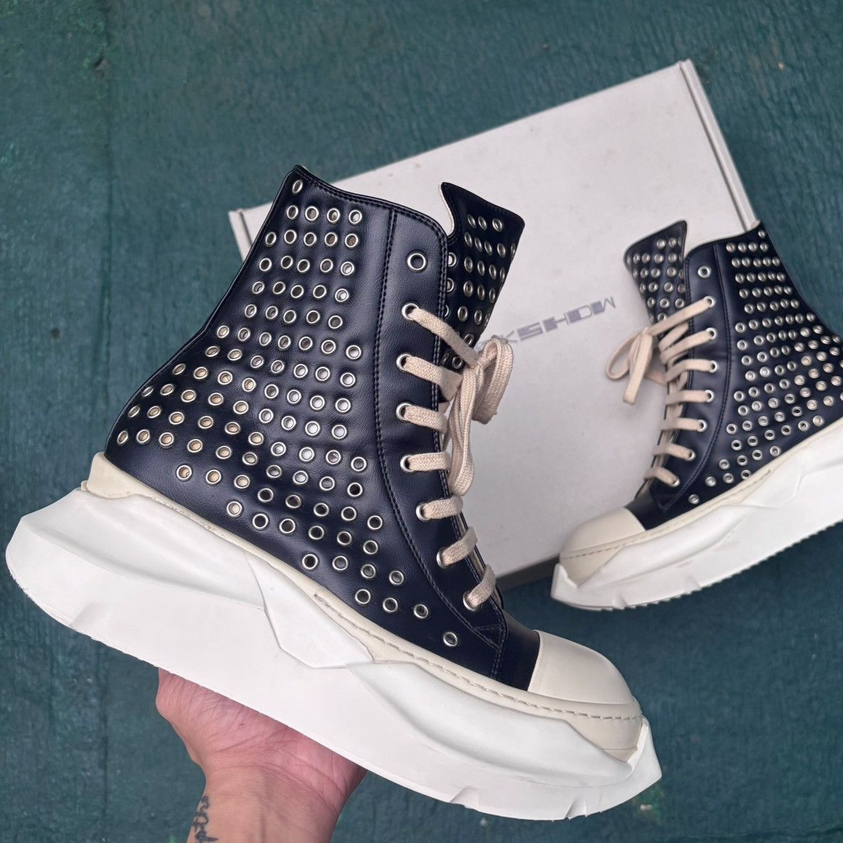 Rick Owens Drkshdw Rick Owens DRKSHDW Abstract Gimp Eyelets Ramones High Size US 8 / EU 41 - 17 Thumbnail