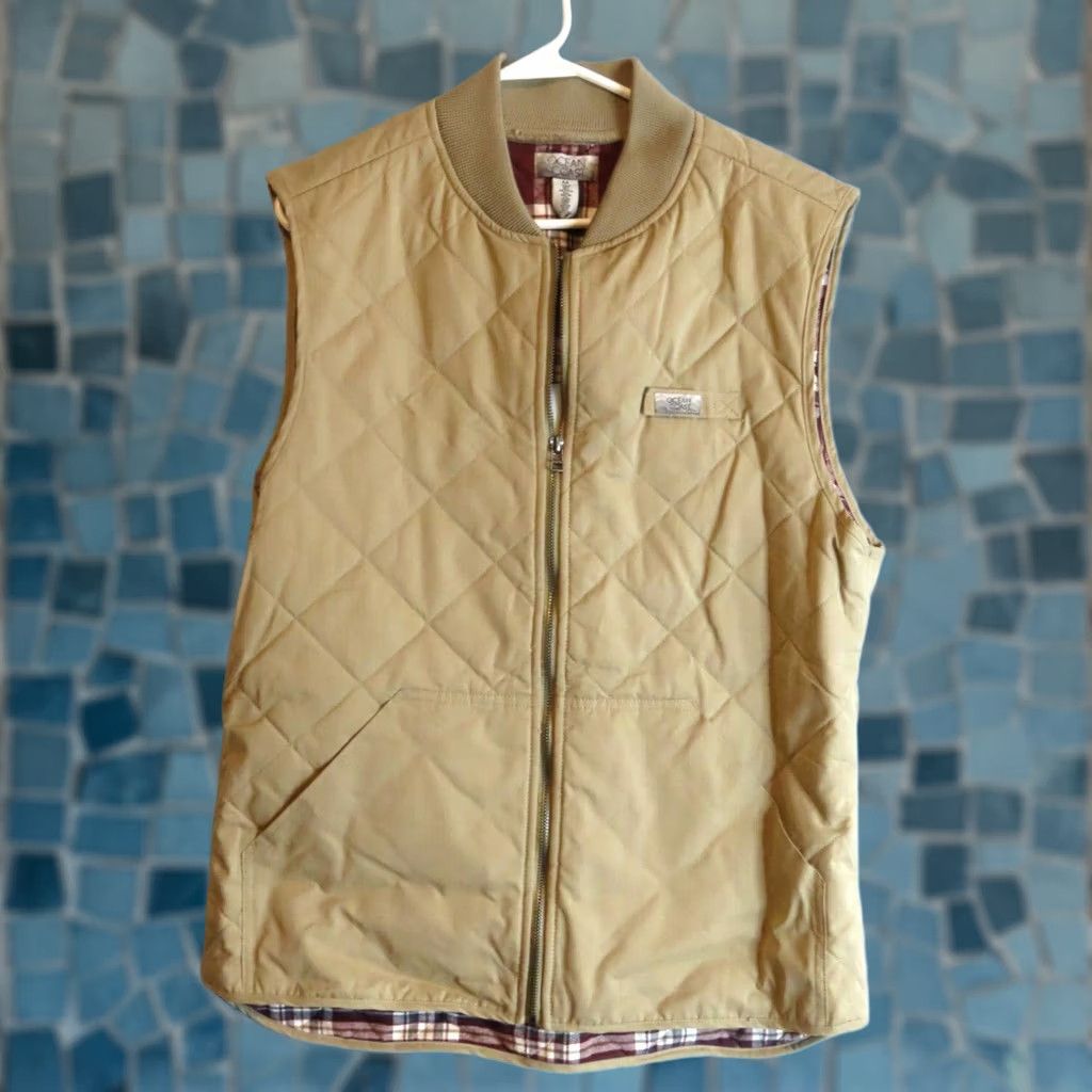 Vintage Ocean and Coast Vest M Lined Flannel NWT Ocean and Coast Rugged Tan Brown Puffer Medium Men Vest Lined Cotton Blend Big & Tall M Child? Size US M / EU 48-50 / 2 - 1 Thumbnail