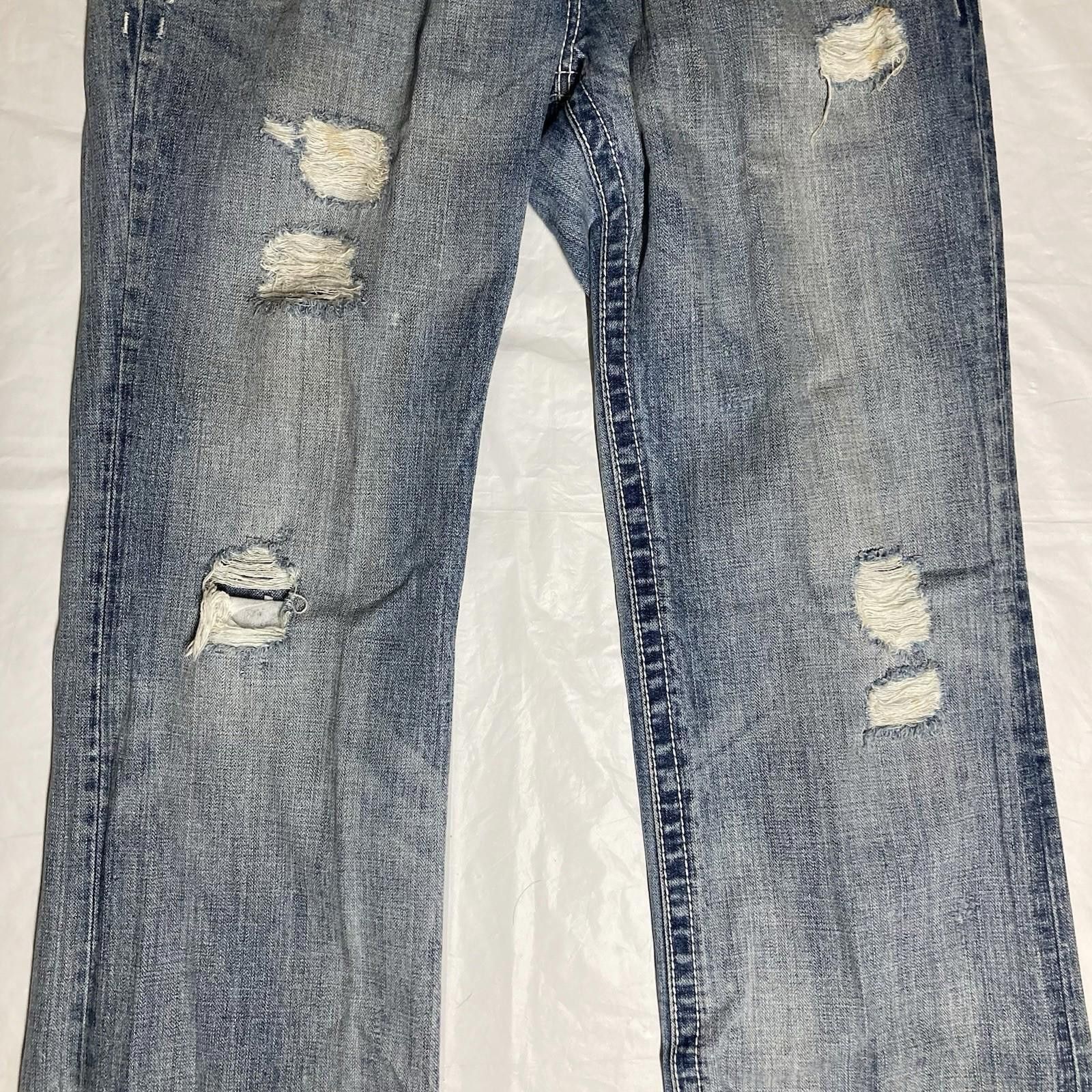 Designer Men’s Size 33 x 32 MEK Denim Salem Bootcut Jeans Distressed Size US 33 - 3 Thumbnail
