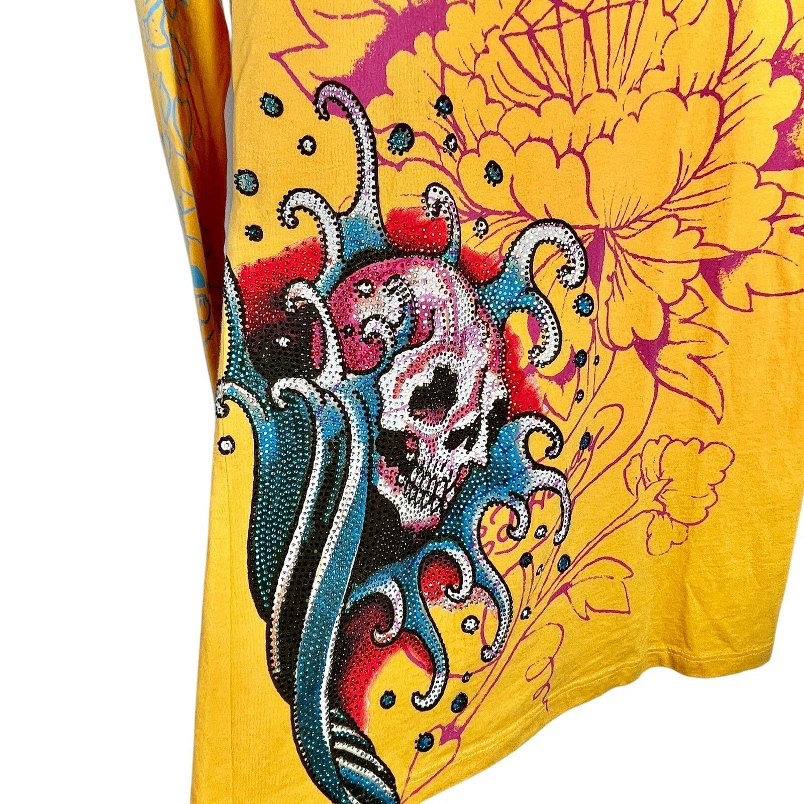 Ed Hardy Ed Hardy by Christian Audigier Y2K Skull Long Sleeve Shirt Size M / US 6-8 / IT 42-44 - 3 Thumbnail