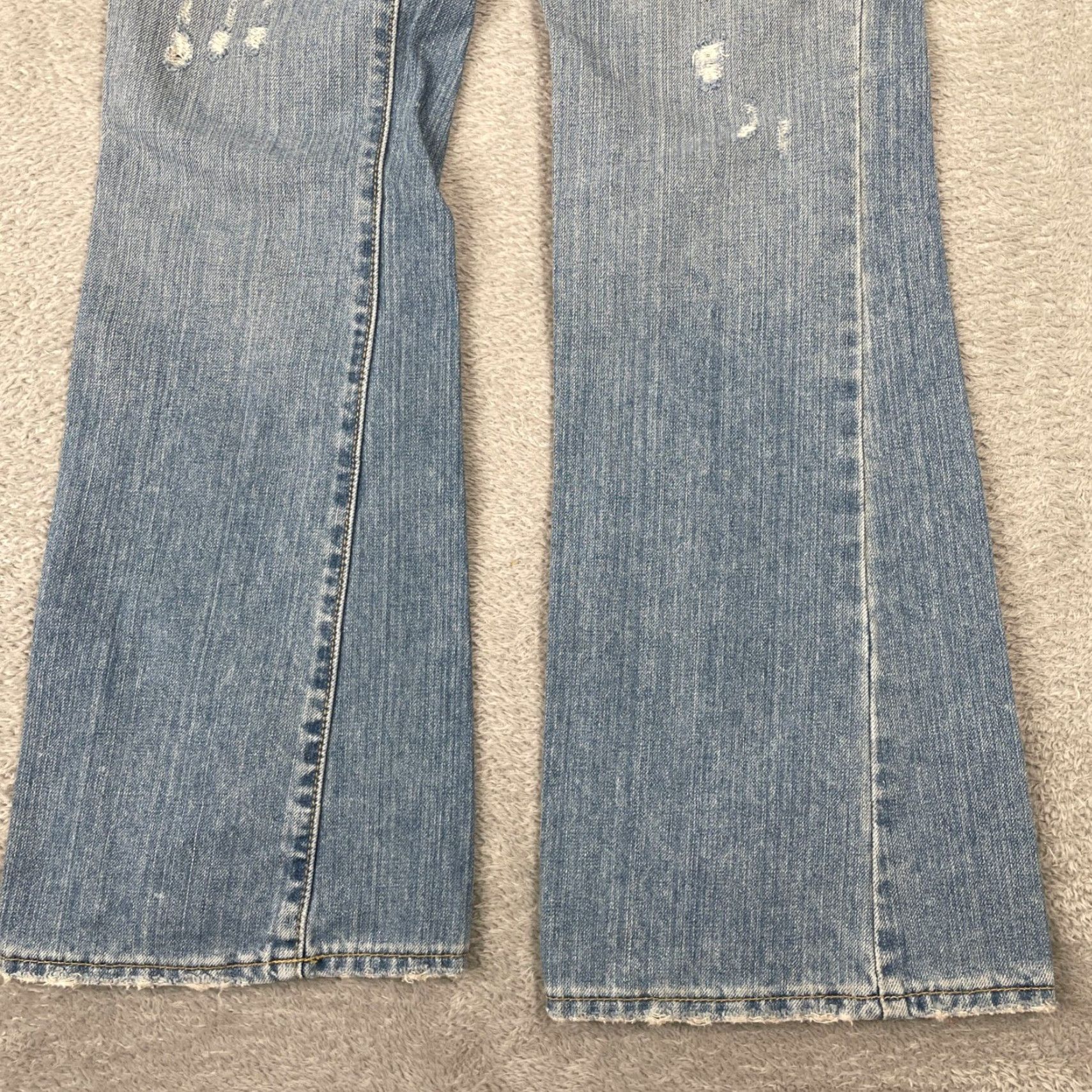 Old Navy Old Navy Jeans Womens 6 Regular Blue Distressed Denim 100% Cotton Flare Low Rise 31in Inseam Size 28" / US 6 / IT 42 - 4 Thumbnail