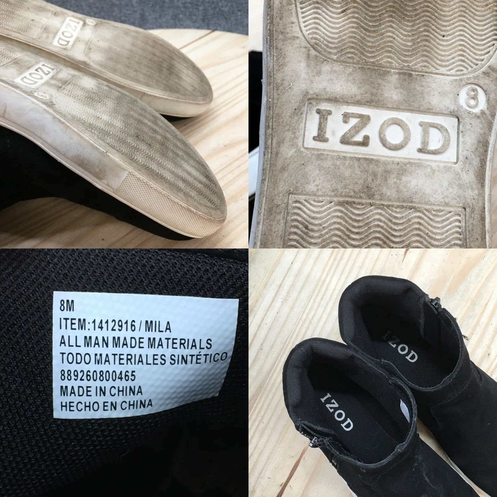 Izod Izod Mila High Top Sneakers Womens 8 M Black Faux Leather Side Zipper Shoes Size M / US 6-8 / IT 42-44 - 9 Thumbnail