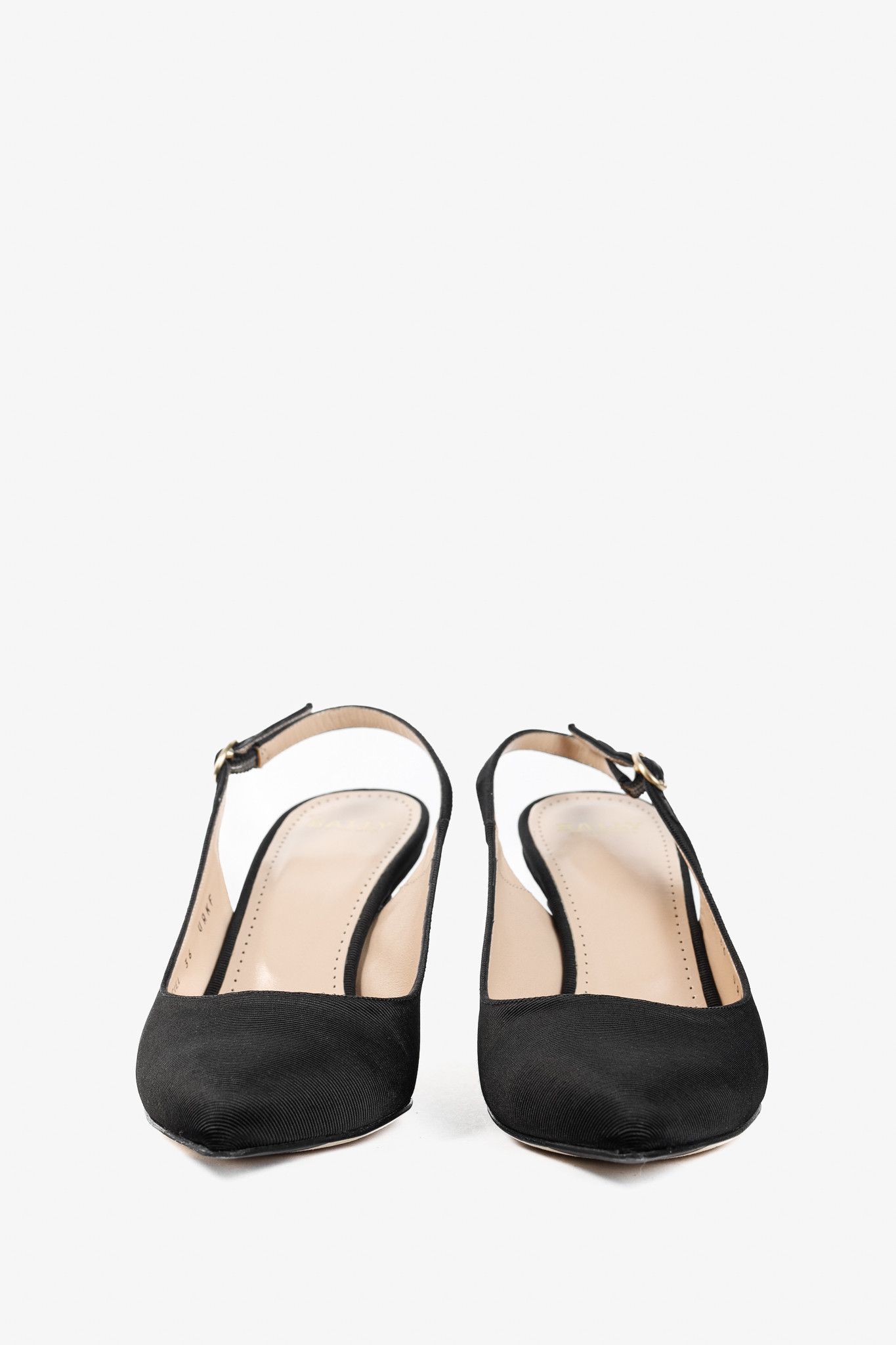 Bally Bally Ciel Black Fabric Slingback Pointed-Toe Heels Size US 5.5 / IT 35.5 - 2 Thumbnail