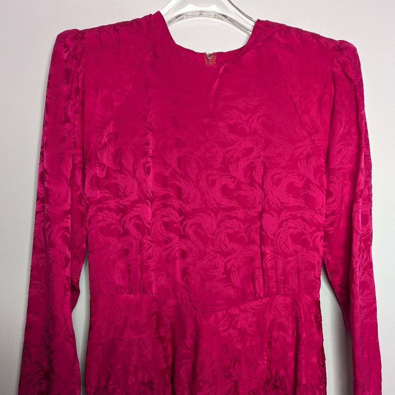Vintage Argenti Vintage 80's Bright Pink Silk Dress Long Sleeve Size M / US 6-8 / IT 42-44 - 10 Thumbnail
