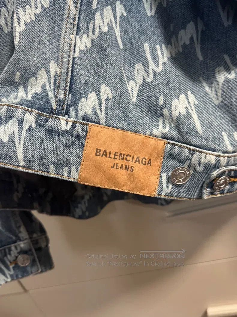 Balenciaga Balenciaga Blue Logo Printed Washed Denim Jacket Size XS / US 0-2 / IT 36-38 - 4 Thumbnail